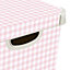 Curver Stockholm Deco Pink & White Gingham 22L Large Plastic Stackable Storage box with Lid
