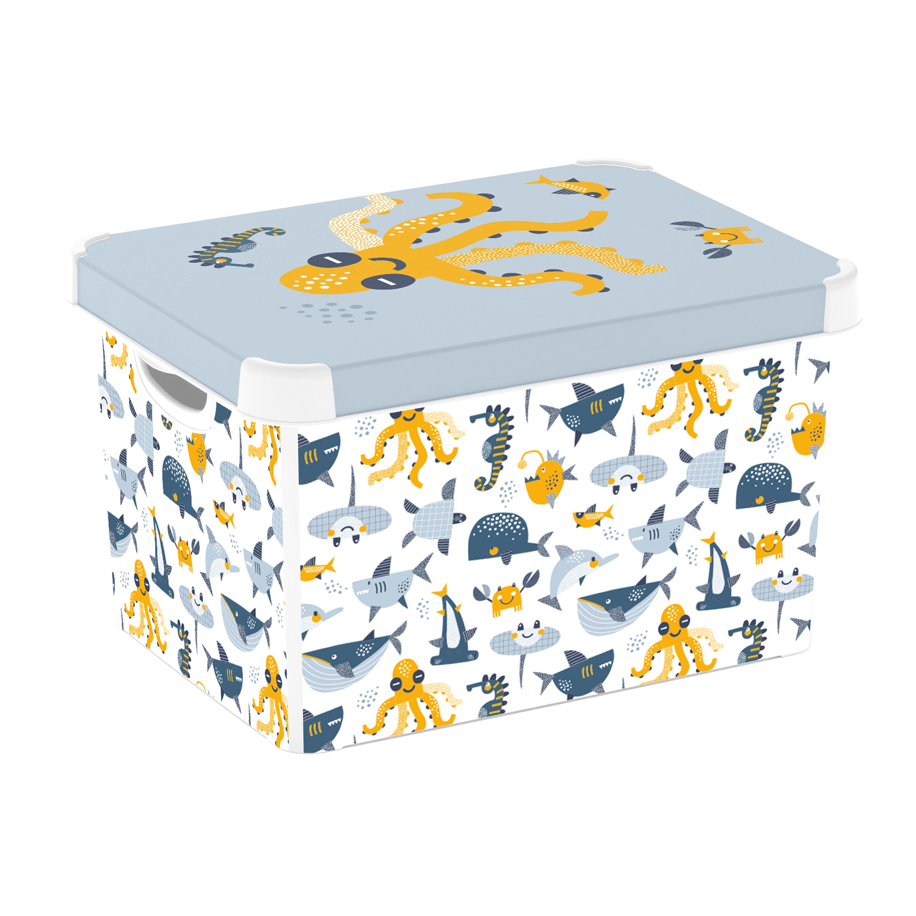 Curver Stockholm White & Blue Ocean 22L Large Stackable Storage box ...