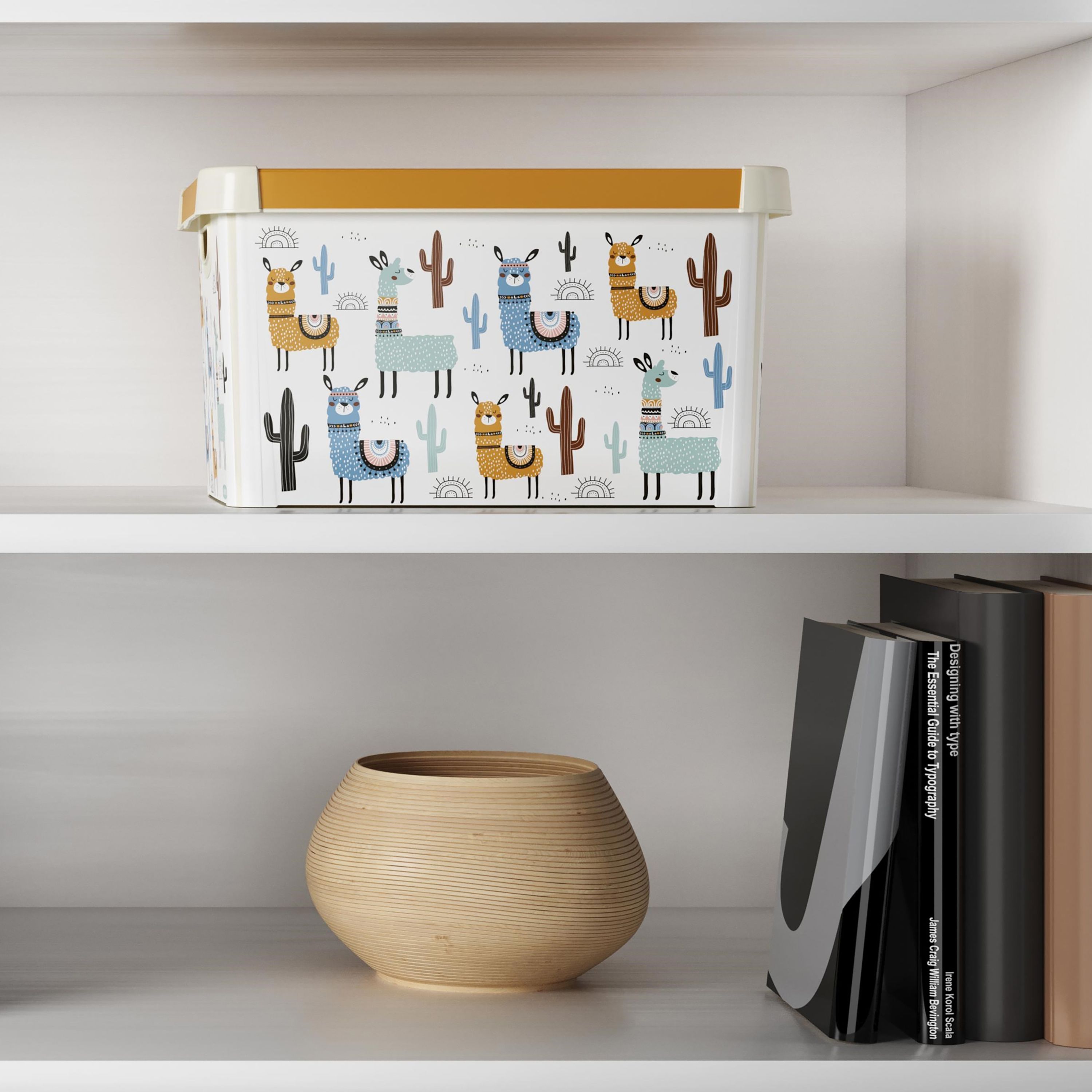 Curver Stockholm White & Orange Llama 22L Large Stackable Storage box ...