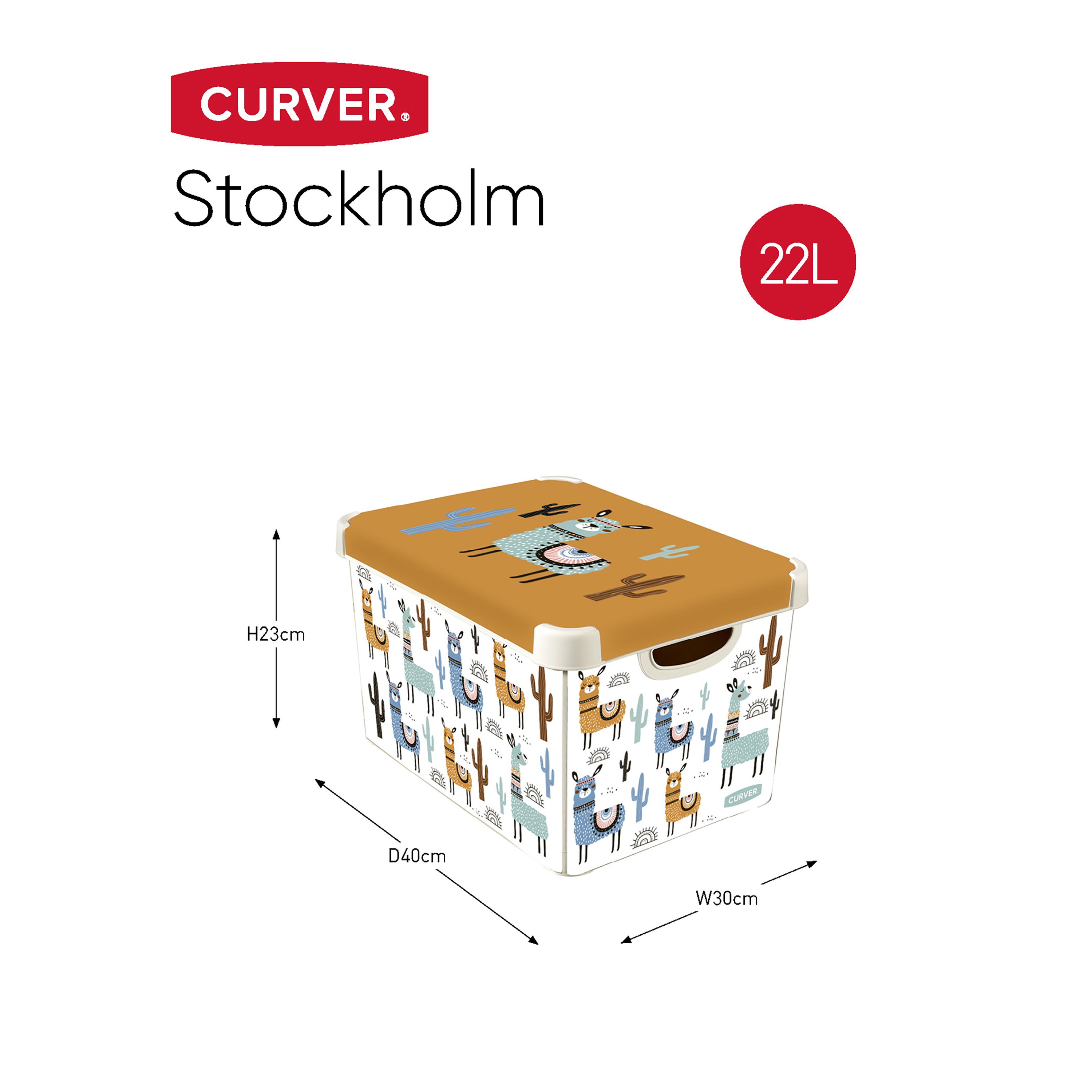 Curver Stockholm White & Orange Llama 22L Large Stackable Storage box ...