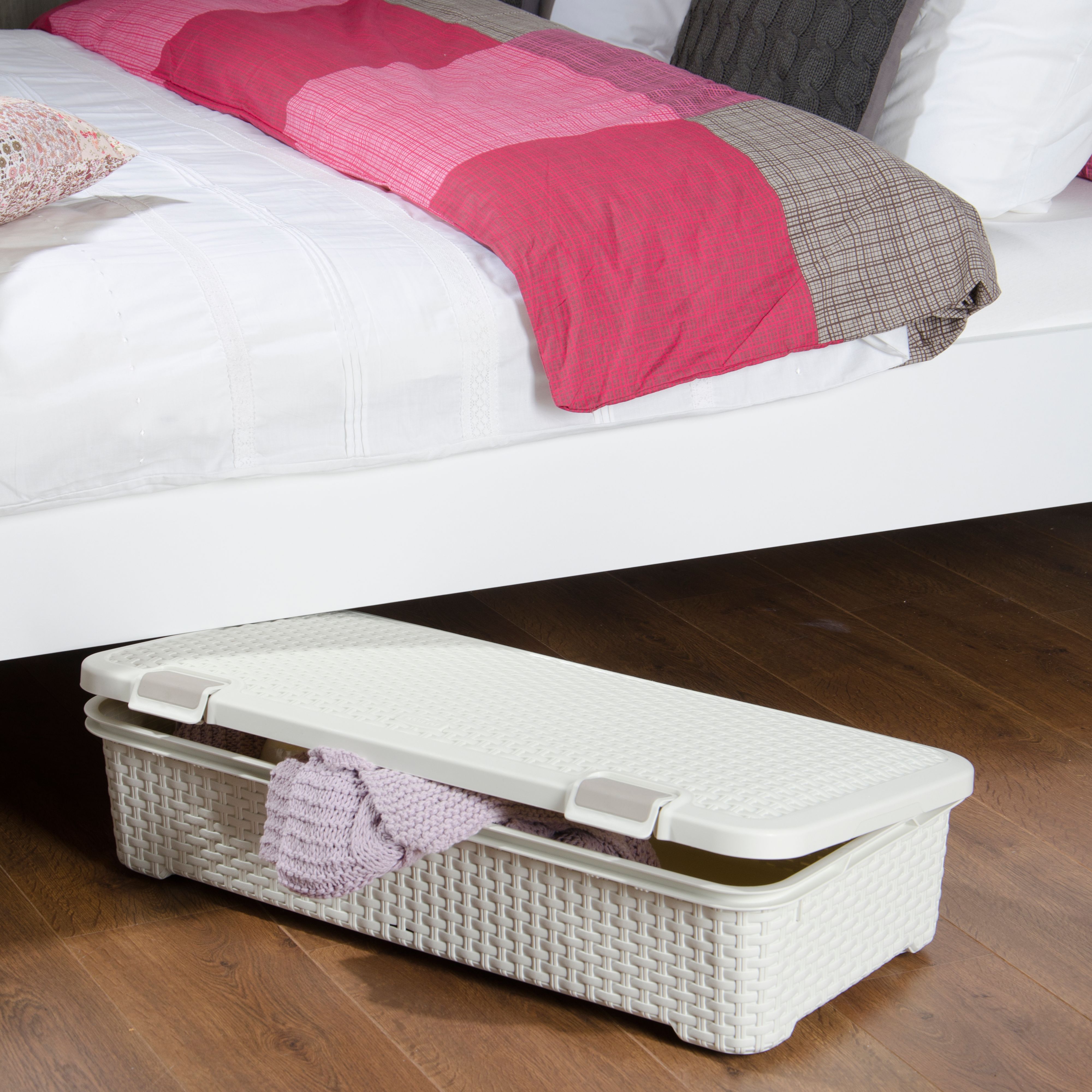 Curver rattan style 42l best sale wheeled plastic underbed storage box
