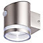 Cylinder Non-adjustable Silver effect Solar-powered LED PIR Motion sensor Outdoor Wall light
