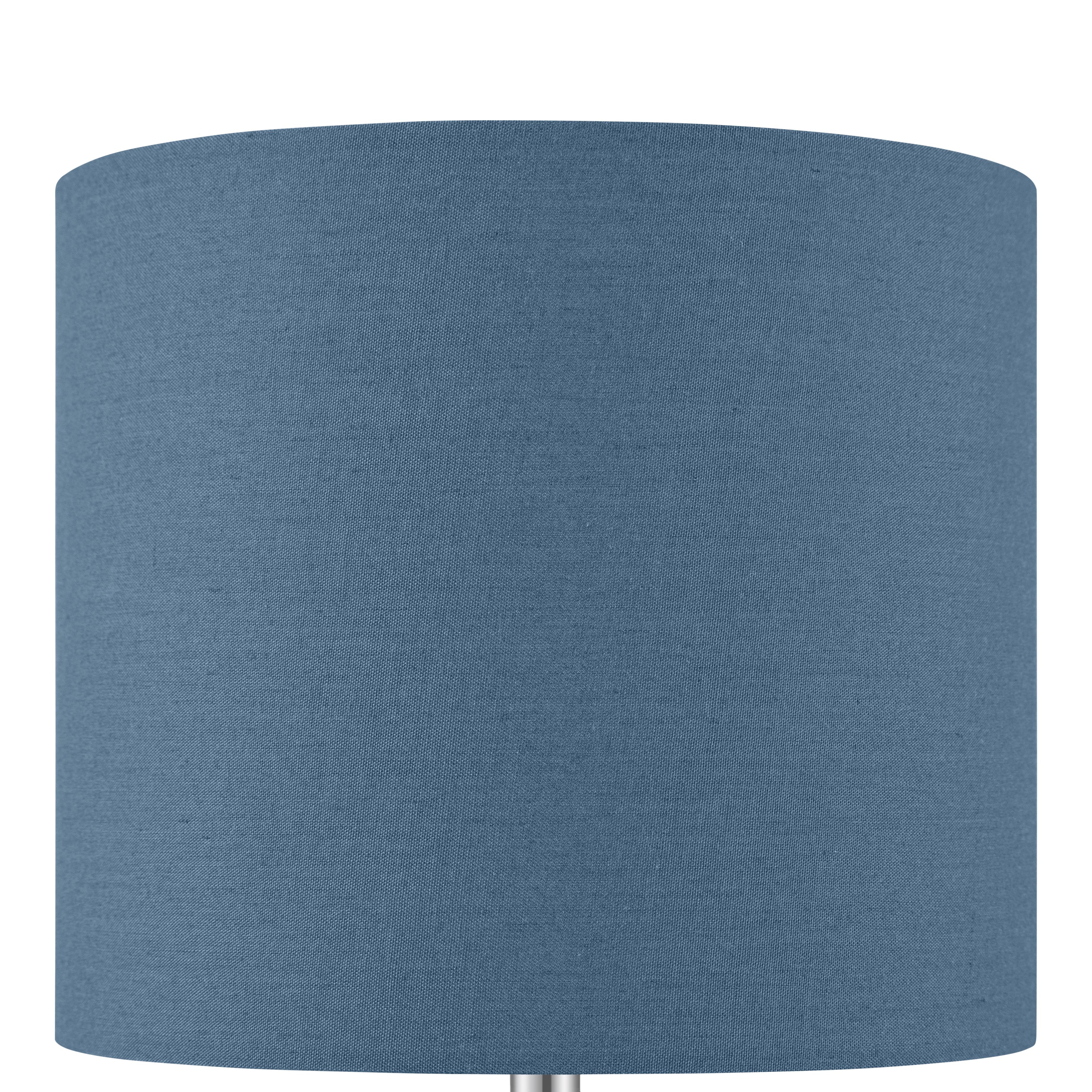 Cylinder Shiny Blue & Clear Glass Fabric LED Table lamp