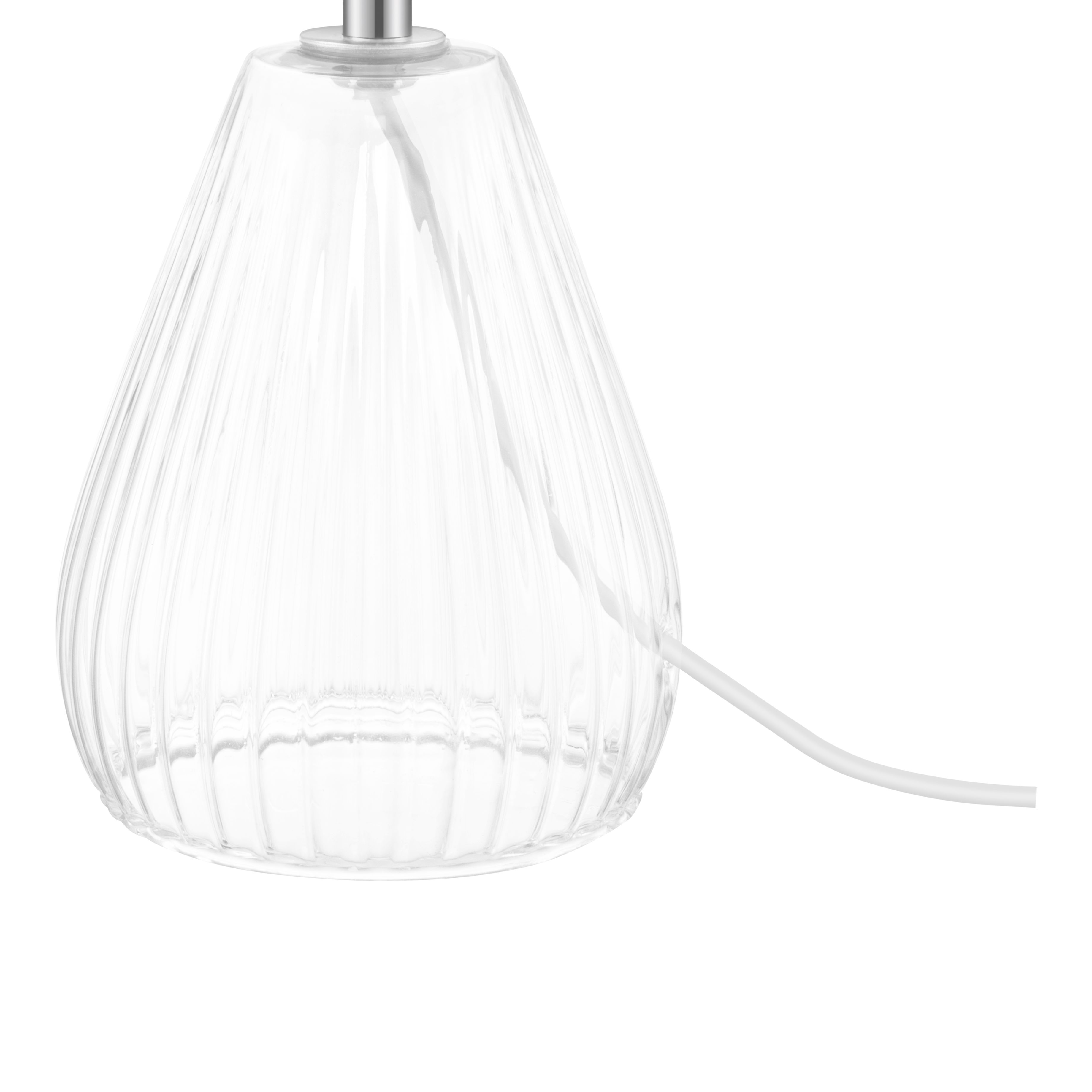 Cylinder Shiny Blue & Clear Glass Fabric LED Table lamp