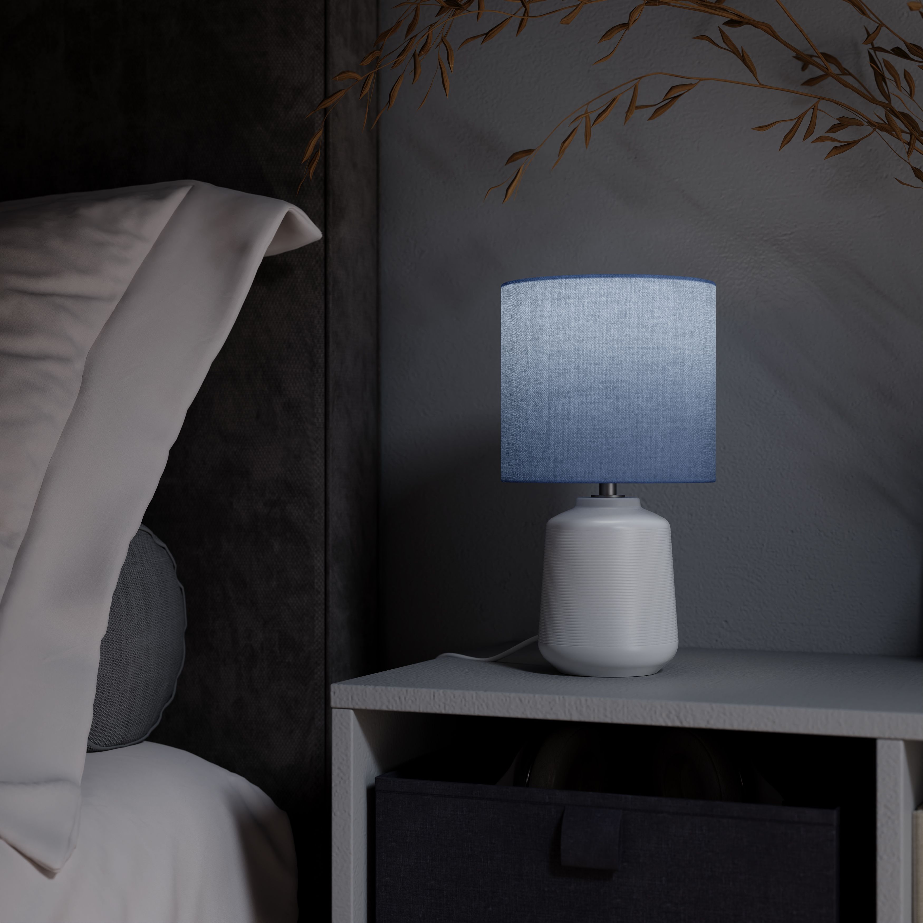 Cylinder White & Blue Table lamp