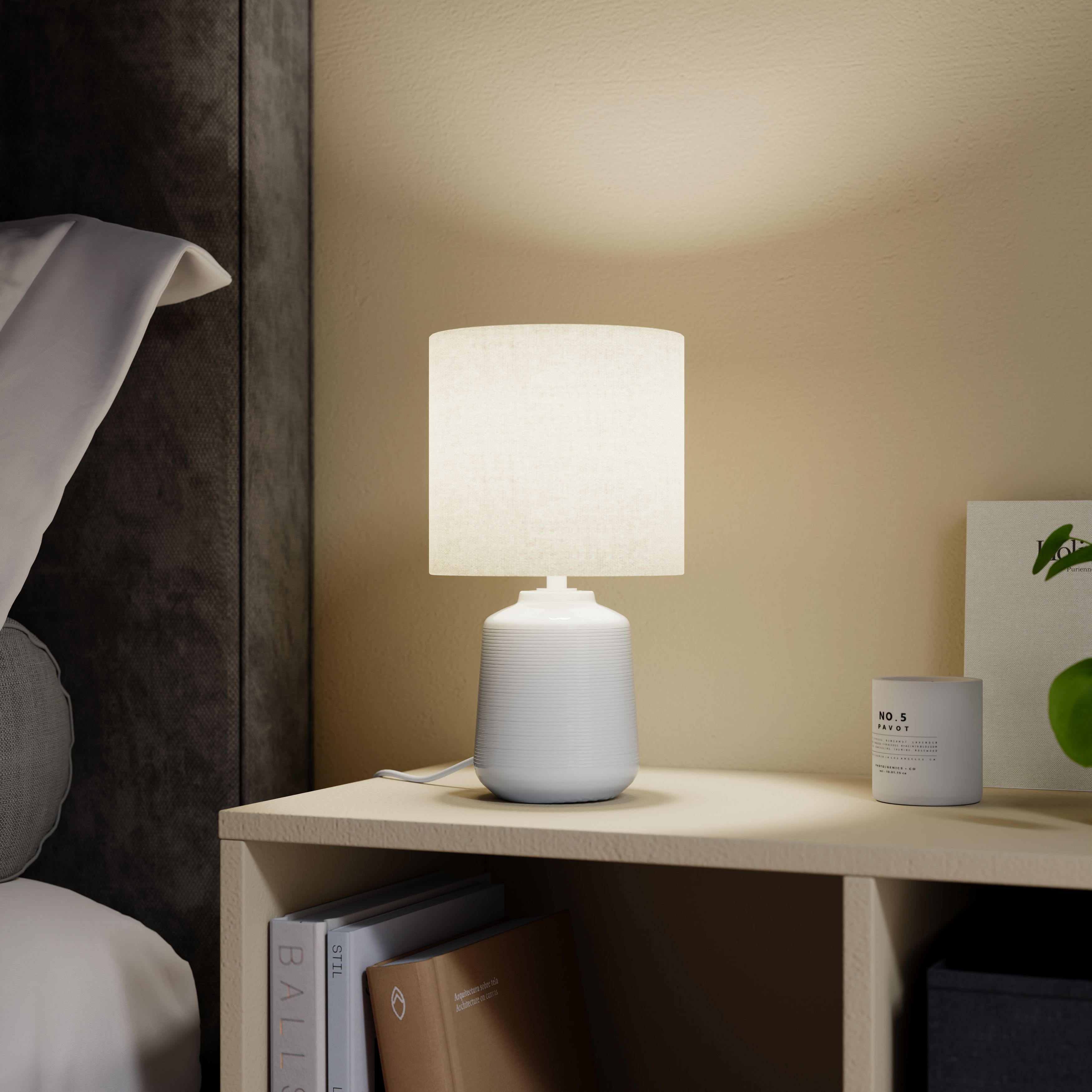 Cylinder White & Taupe Table lamp