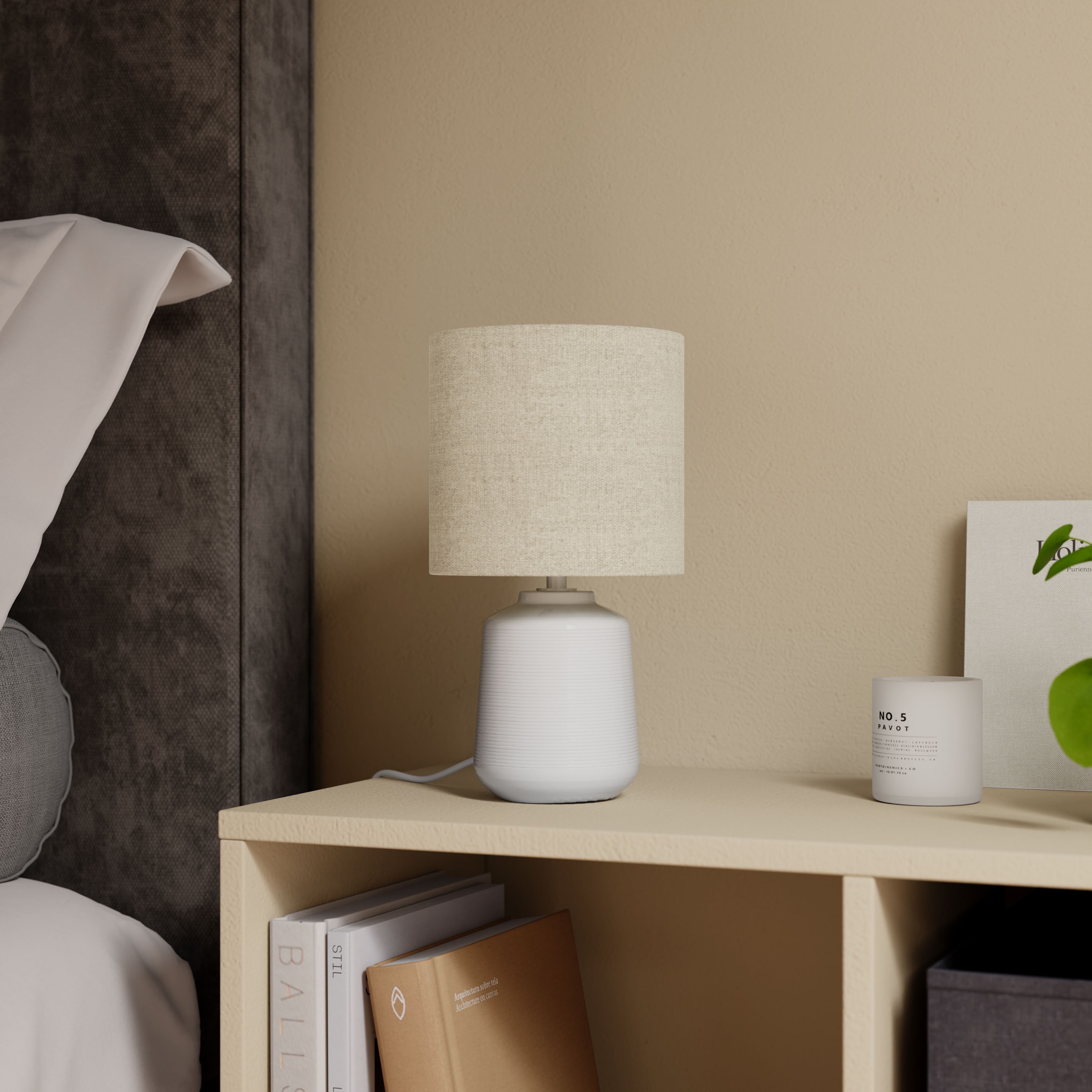 Cylinder White & Taupe Table lamp