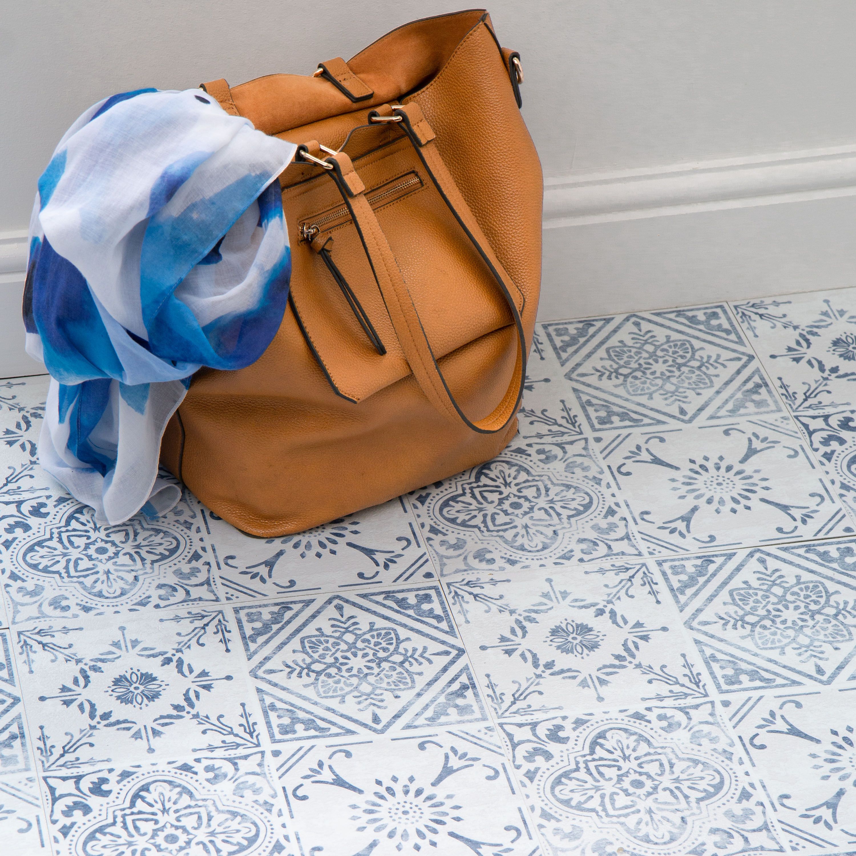 D-C-Fix Blue & White Vintage Tile effect Self-adhesive Vinyl tile - 6