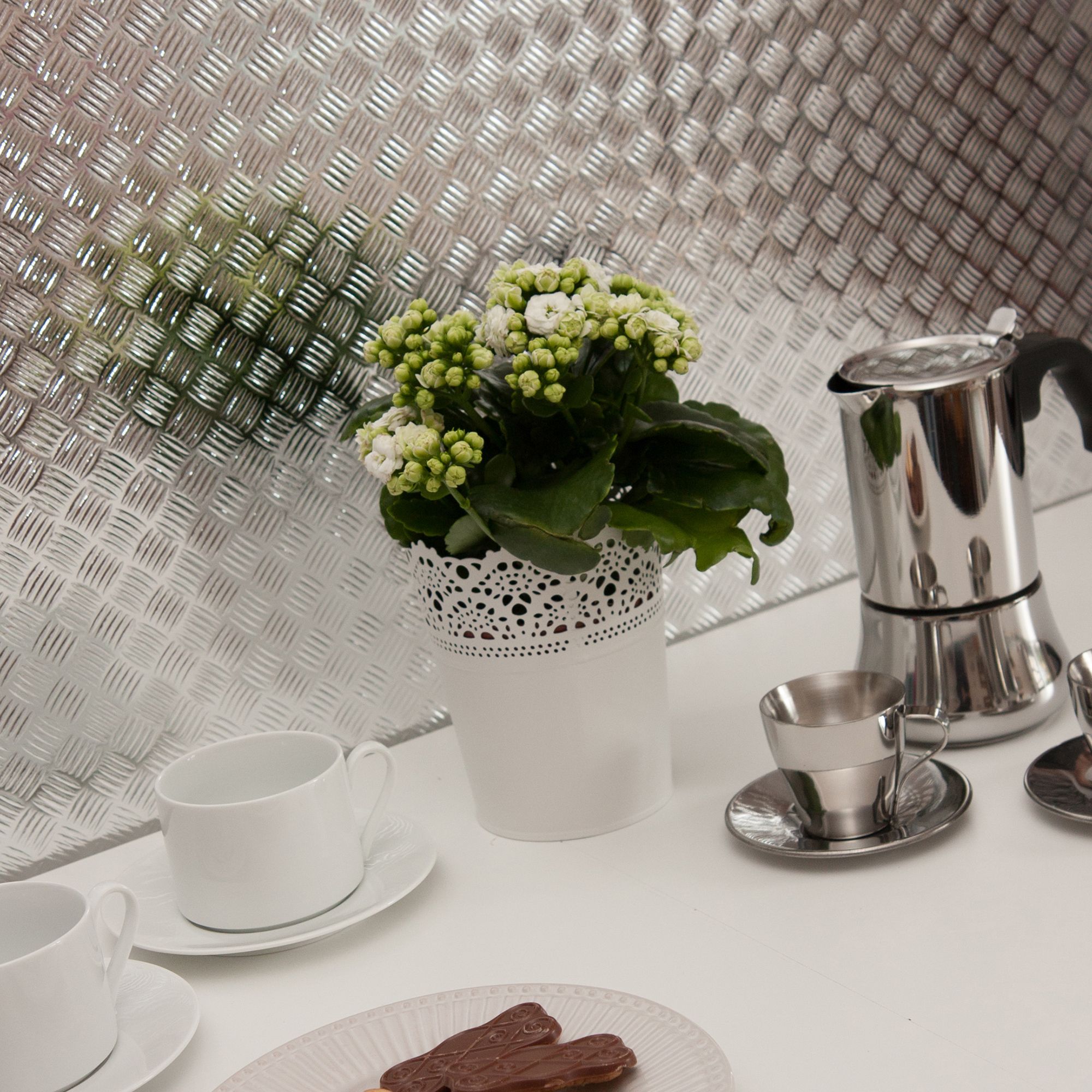 D-C-Fix Criss cross Checkerboard Silver effect Self-adhesive film (L)1.5m (W)450mm - 5