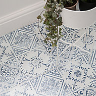 D-C-Fix Floor covering Blue & white Vintage Mosaic effect Self adhesive Tiles, Pack of 11