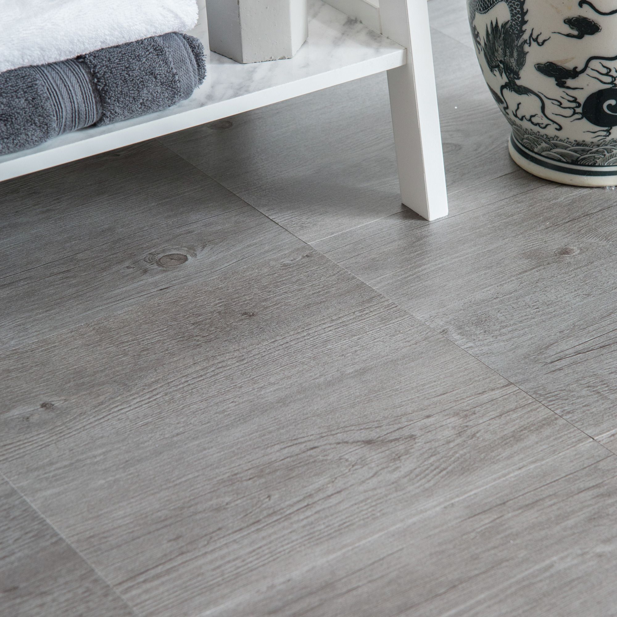 D-C-Fix Floor covering Grey Oak Wood effect Self-adhesive Vinyl Tile ...