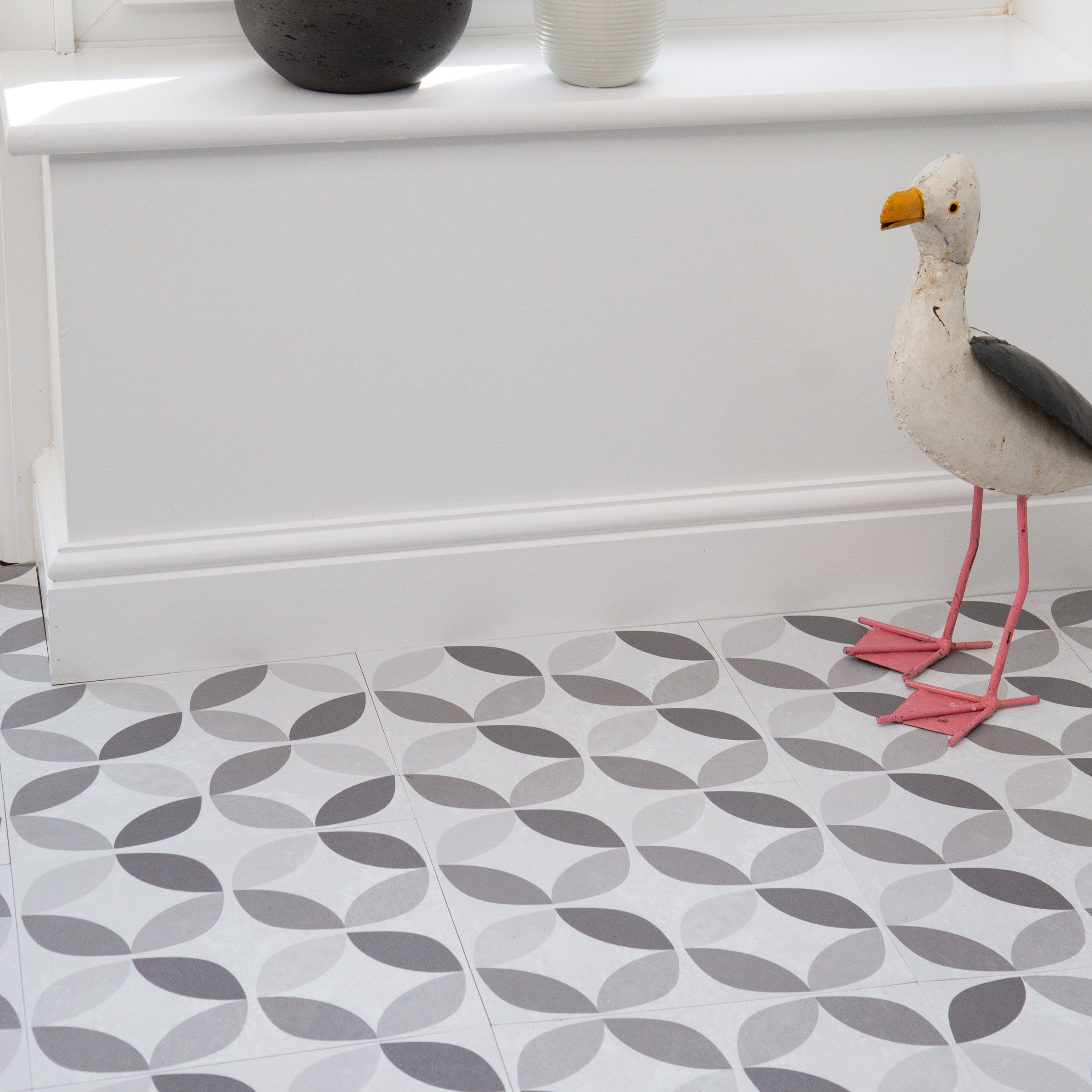 D-C-Fix Grey & White Geometric Tile effect Self-adhesive Vinyl tile - 3