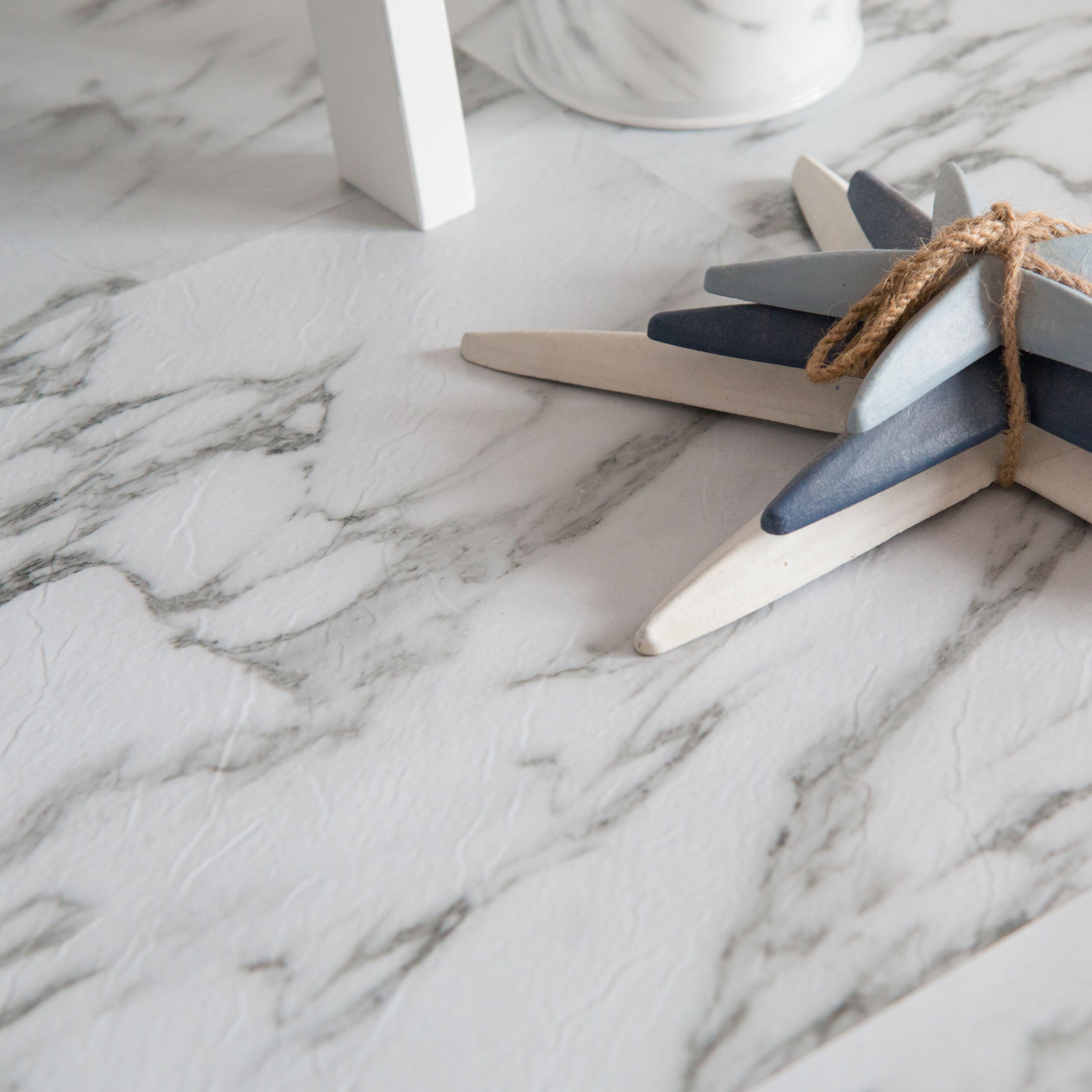 D-C-Fix Grey & white Marble effect Self-adhesive Vinyl tile, 1m²