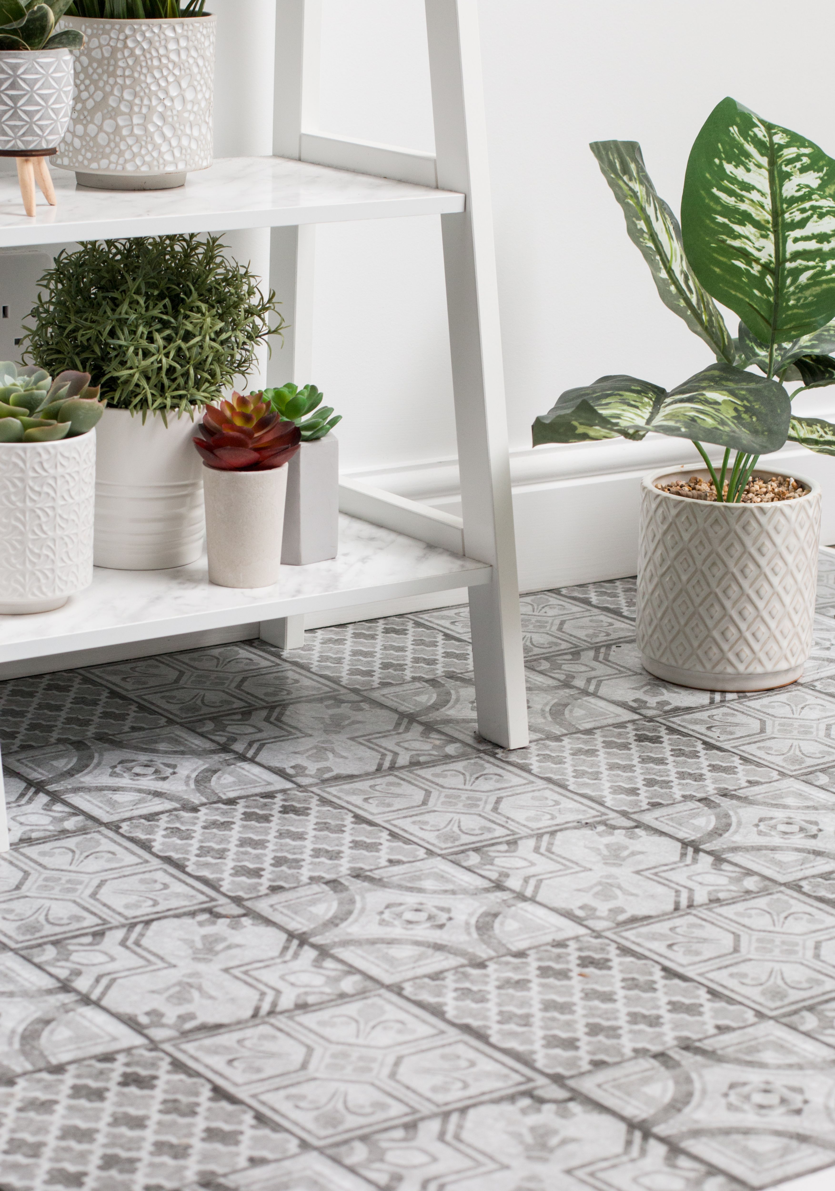 D-C-Fix Grey & white Moroccan Tile effect Self-adhesive Vinyl tile, 1m²