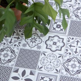 D-C-Fix Grey & White Oriental Tile effect Self-adhesive Vinyl tile, 1.2m²