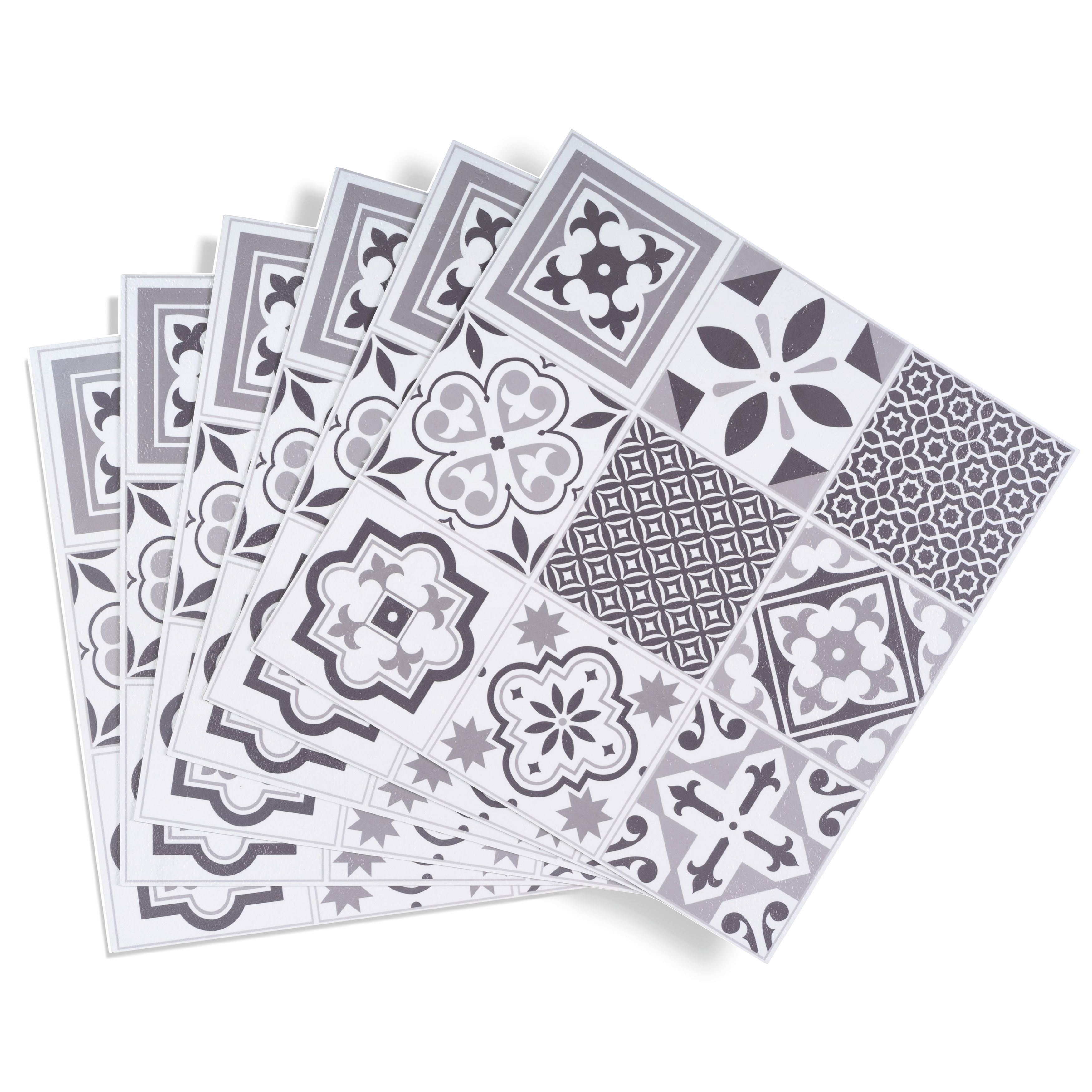 D-C-Fix Grey & White Oriental Tile effect Self-adhesive Vinyl tile, 1m²