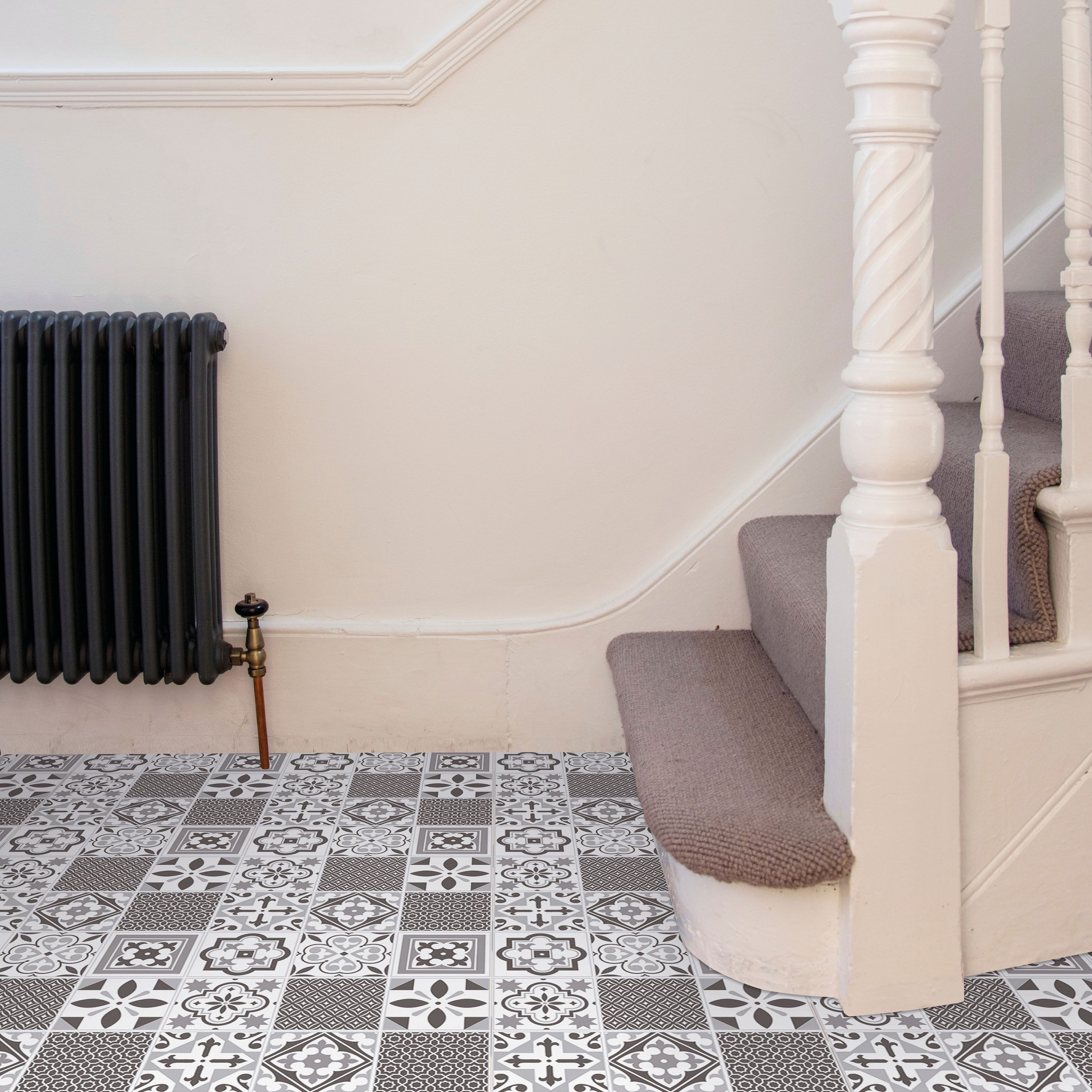 D-C-Fix Grey & White Oriental Tile effect Self-adhesive Vinyl tile, 1m²