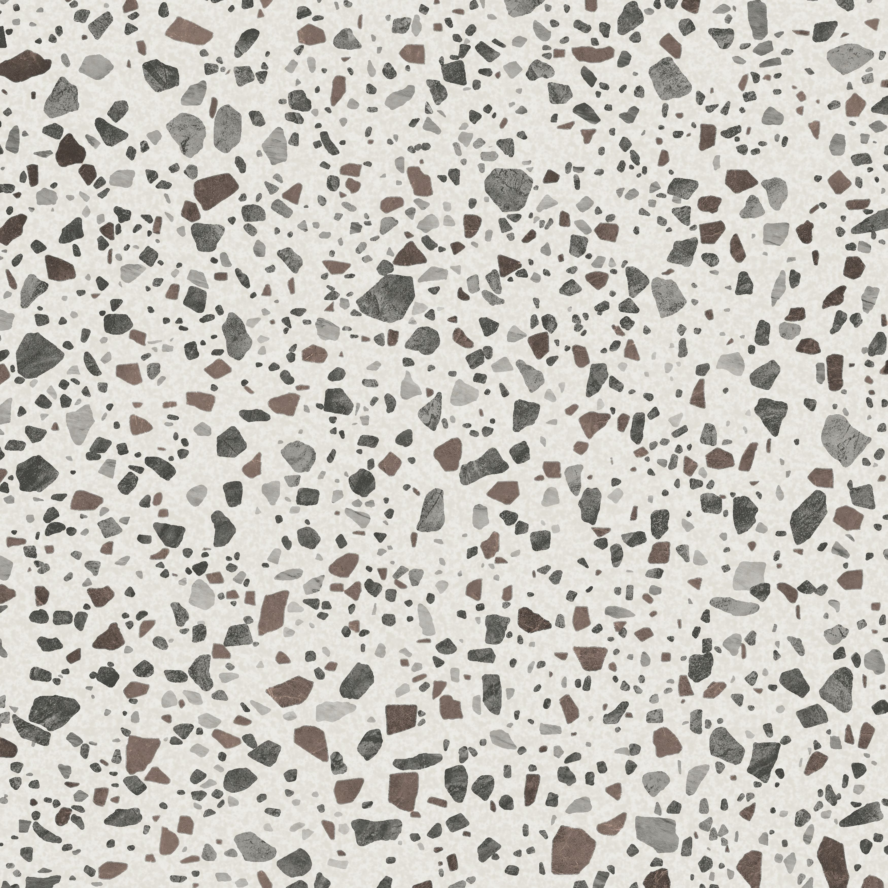 White & Brown Terrazzo Stone effect Vinyl tile