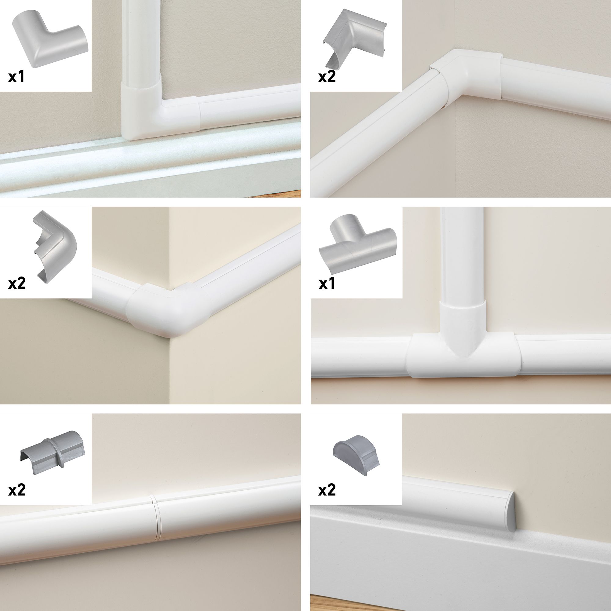 D-Line Aluminium effect Mini 10 Piece Accessory pack (D)15mm, (W)30mm