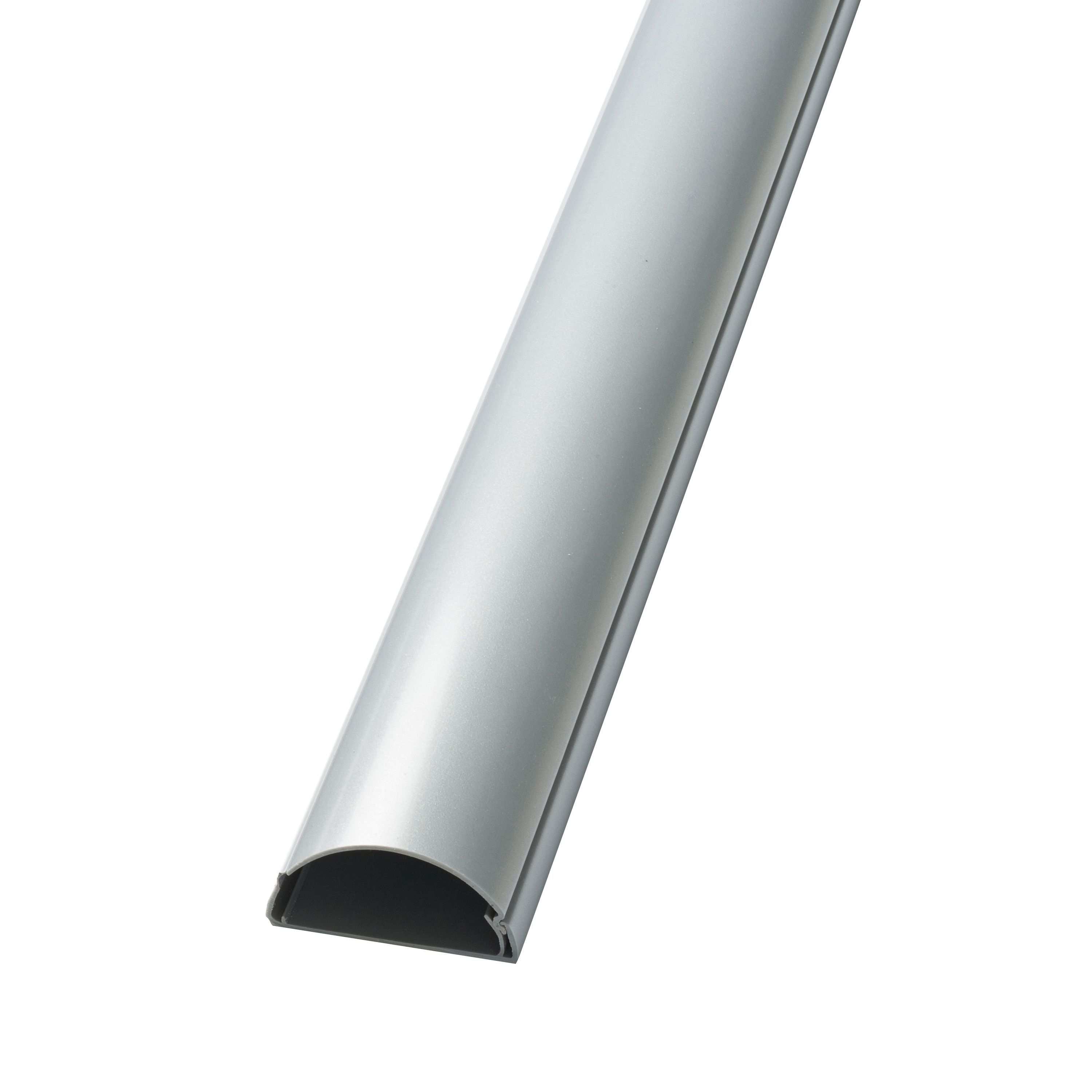 D-Line Aluminium effect Semi-circle Trunking length,(W)60mm (L)2m (H)30mm