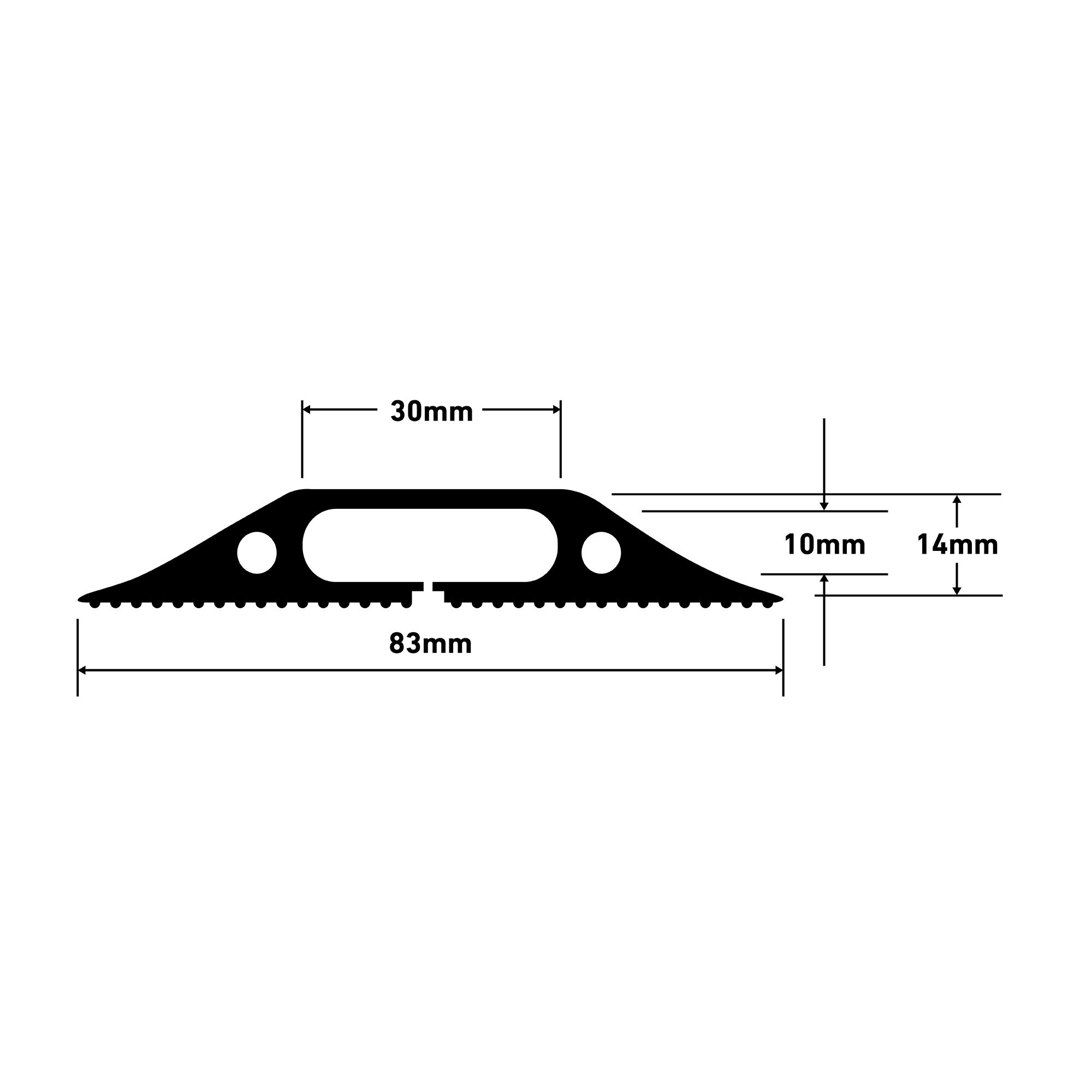 D-Line Black Floor cable cover, (L)1800mm (H)14mm