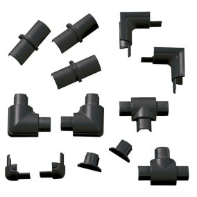 D-Line Black Micro 13 Piece Trunking kit (D)8mm, (W)16mm