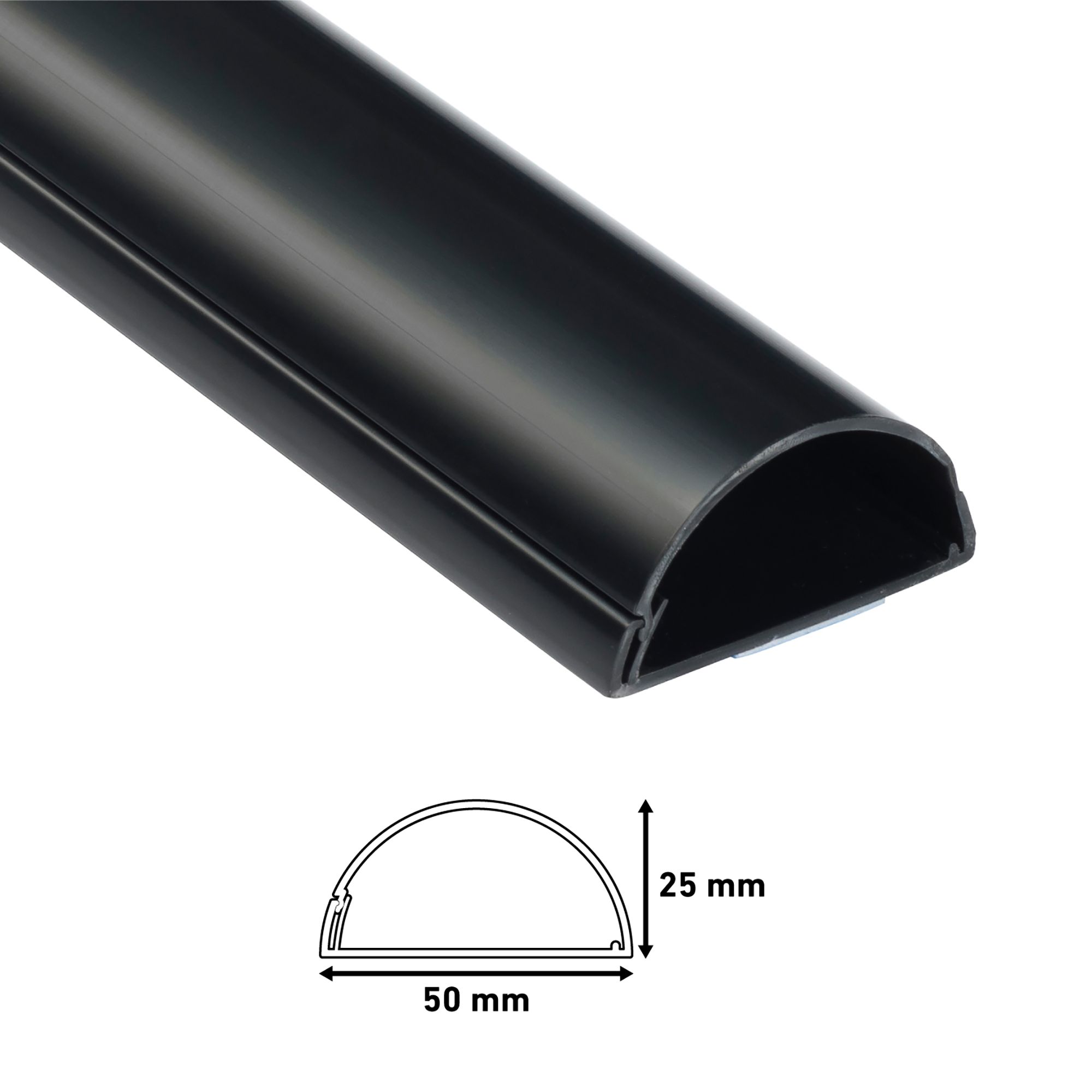 D-Line Black Semi-circle Trunking length,(W)50mm (L)1m (H)25mm