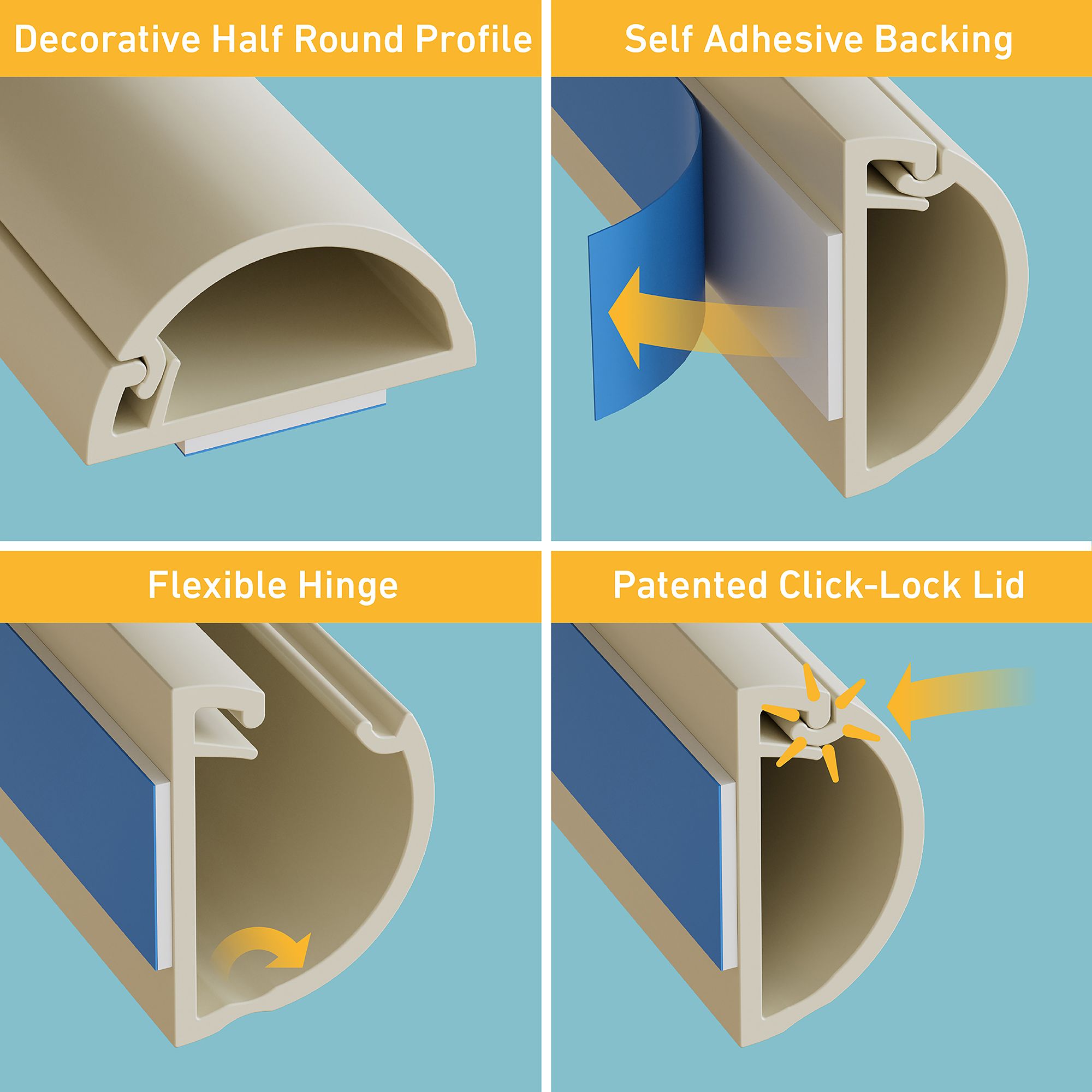 D Line Magnolia Semi-circle Decorative trunking (D)20mm