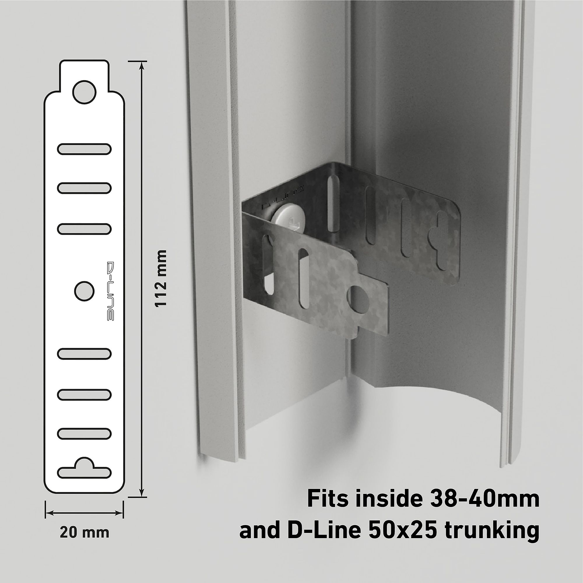 D-Line Steel Flat 20mm Not self-adhesive Fire-rated F-Clip Pack of 20