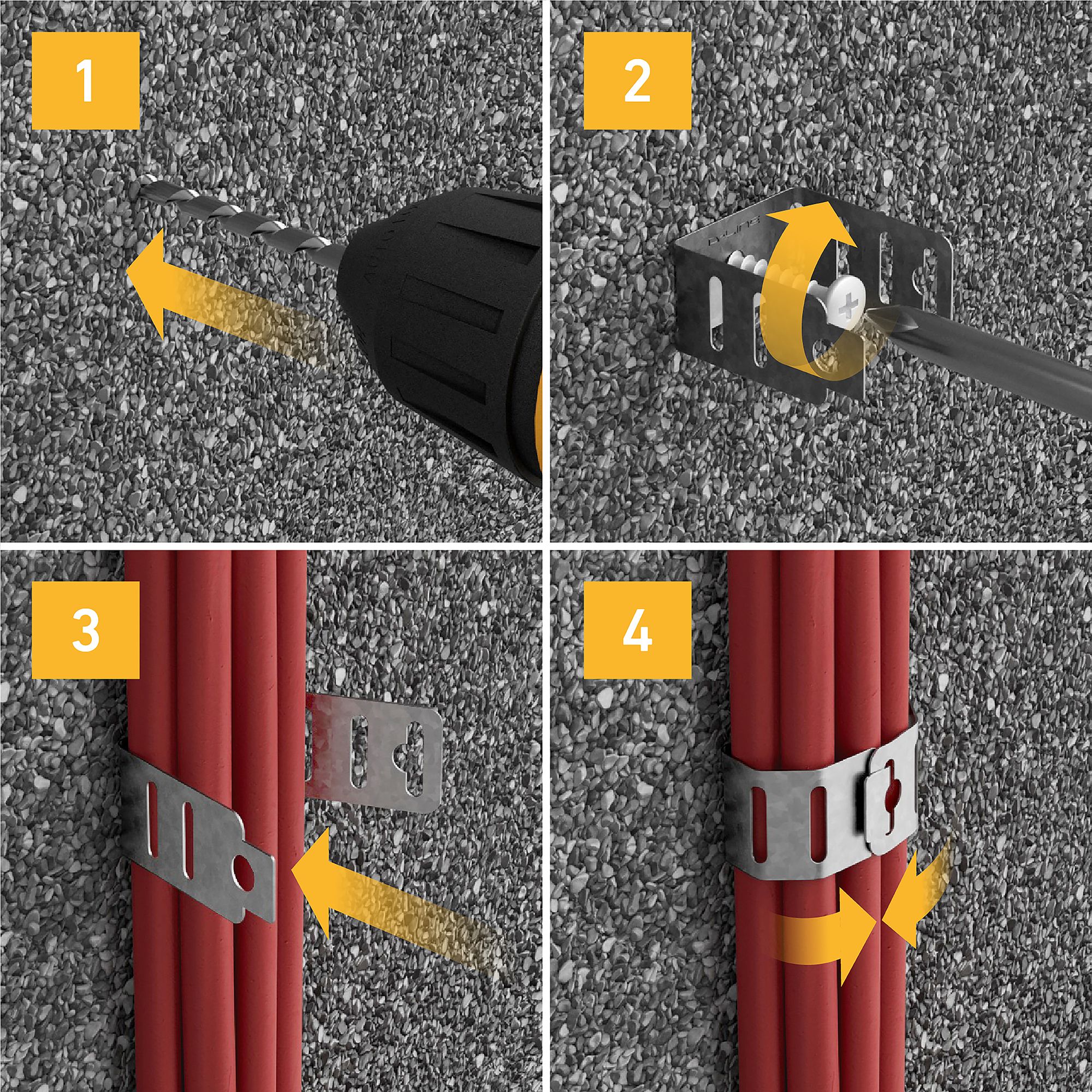 D-Line Steel Flat 20mm Not self-adhesive Fire-rated F-Clip Pack of 20