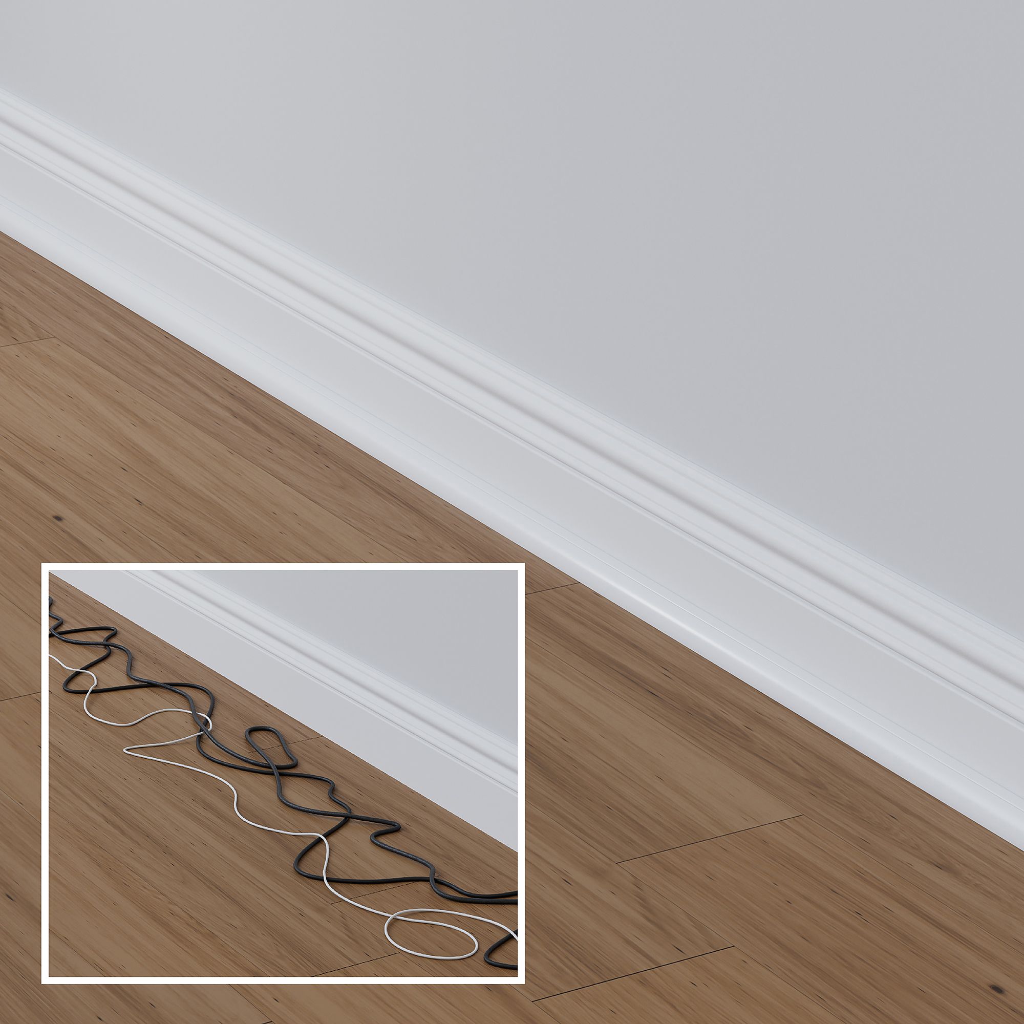D-Line White Quarter-circle Decorative trunking, Pack of 4