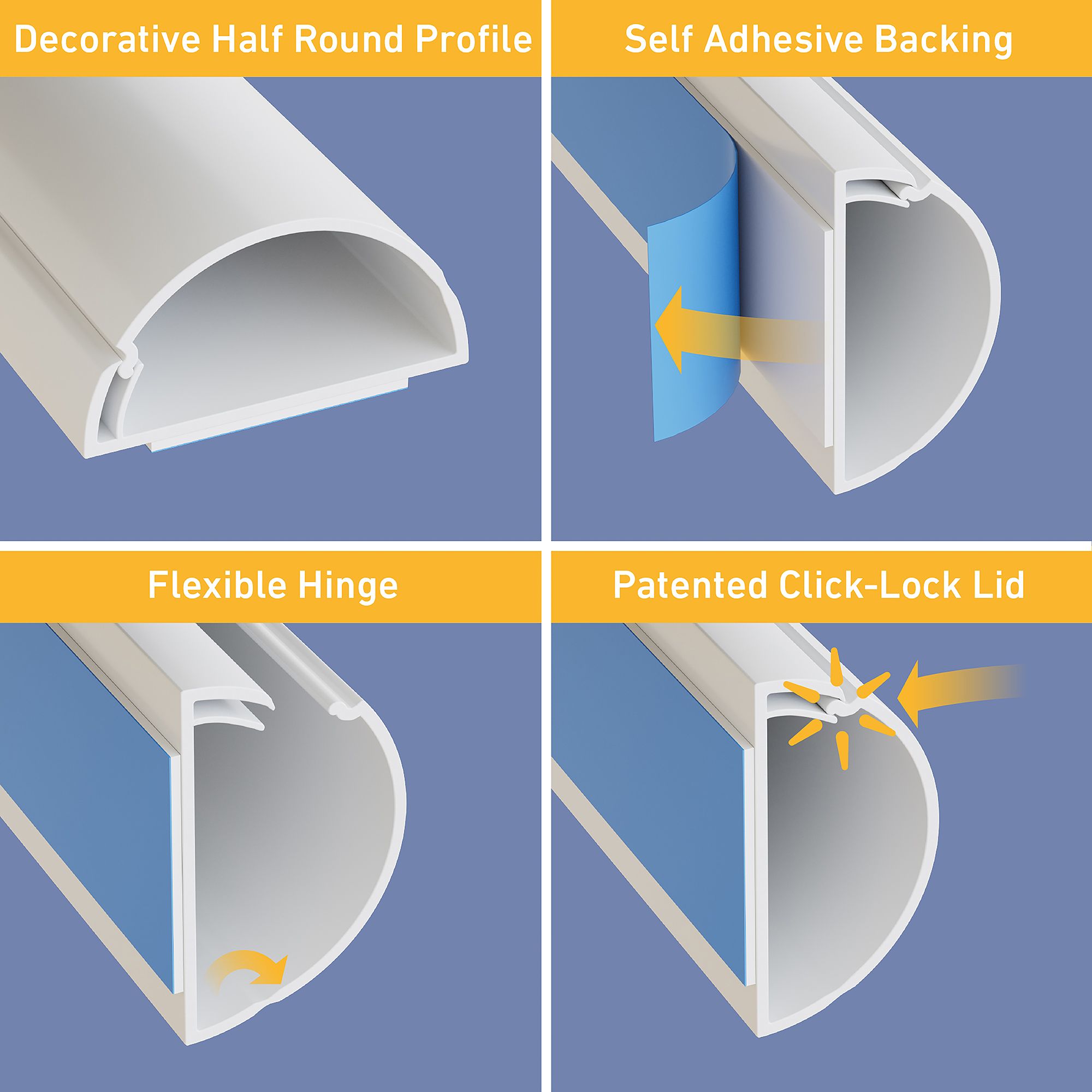 D-Line White Semi-circle Decorative trunking (H)15mm, Pack of 4
