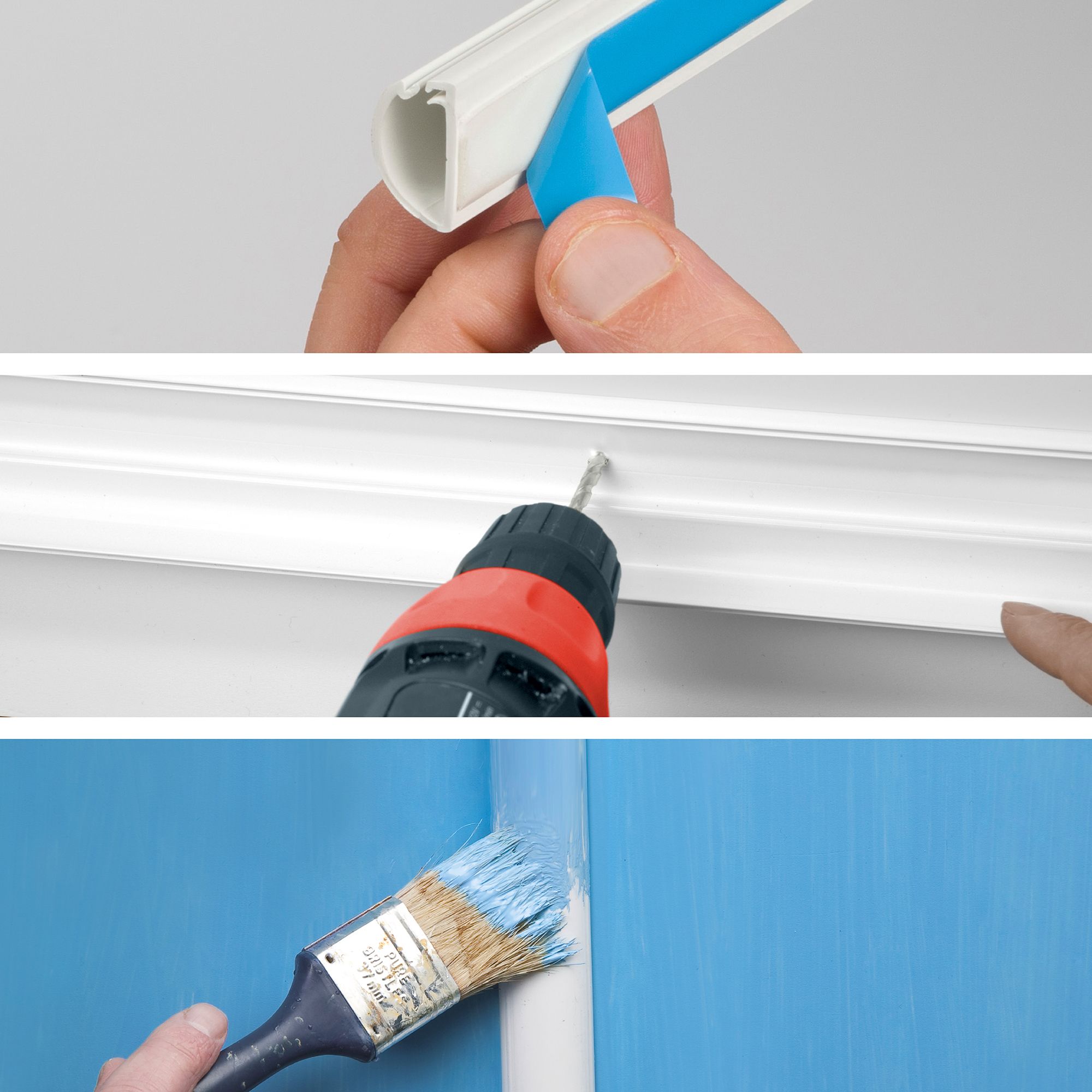 D-Line White Semi-circle Decorative trunking (H)15mm, Pack of 4