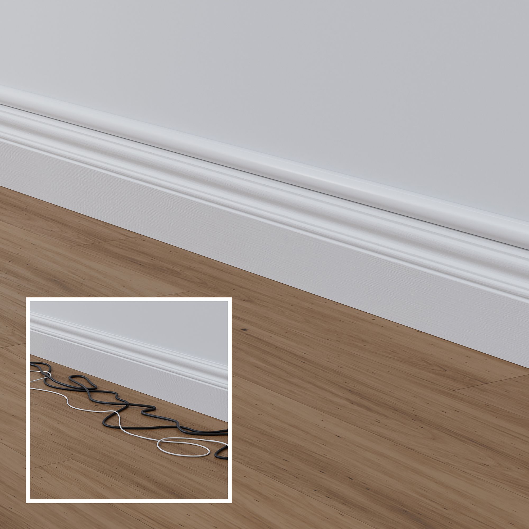D-Line White Semi-circle Decorative trunking (H)15mm, Pack of 4