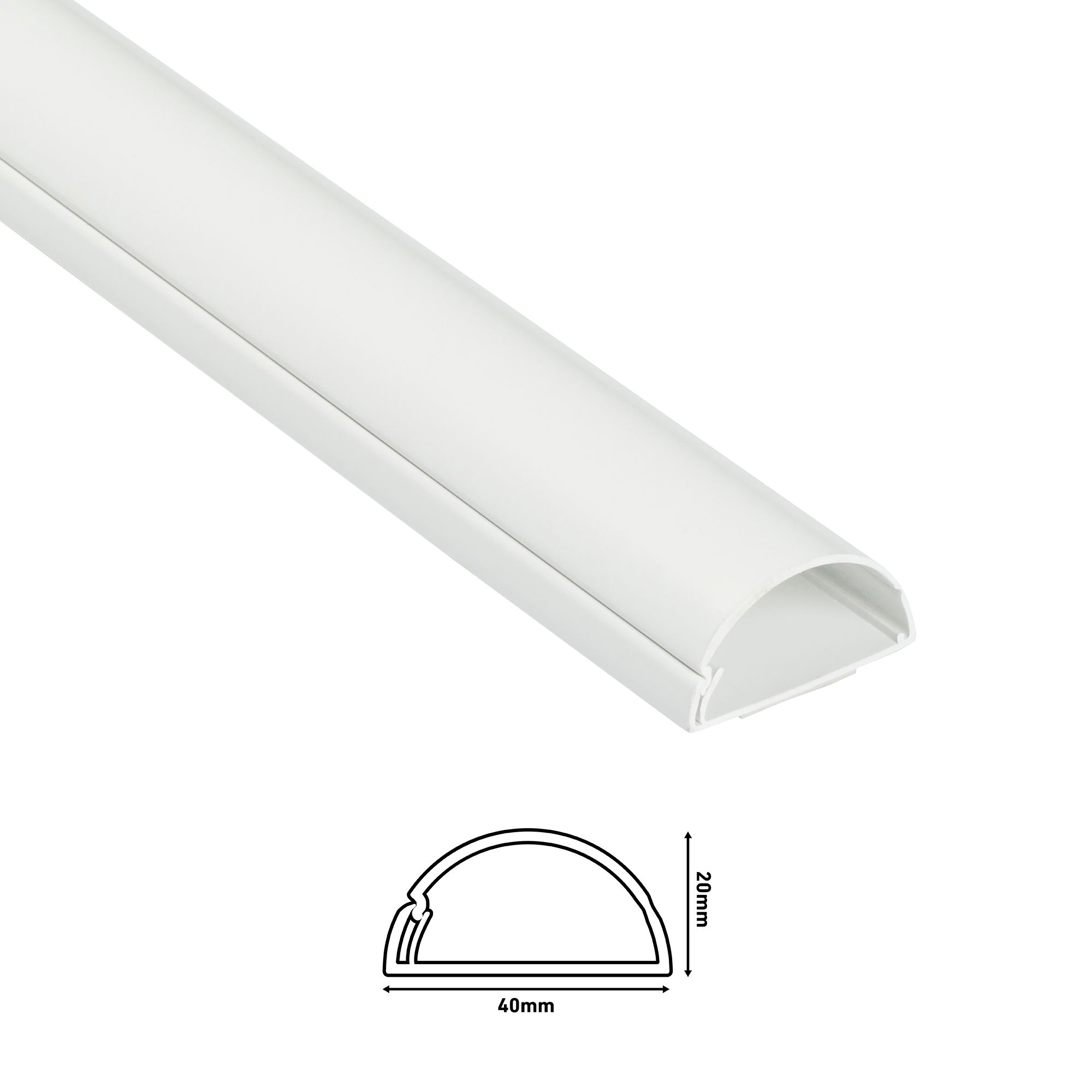 D-Line White Semi-circle Decorative trunking (H)20mm (W)40mm