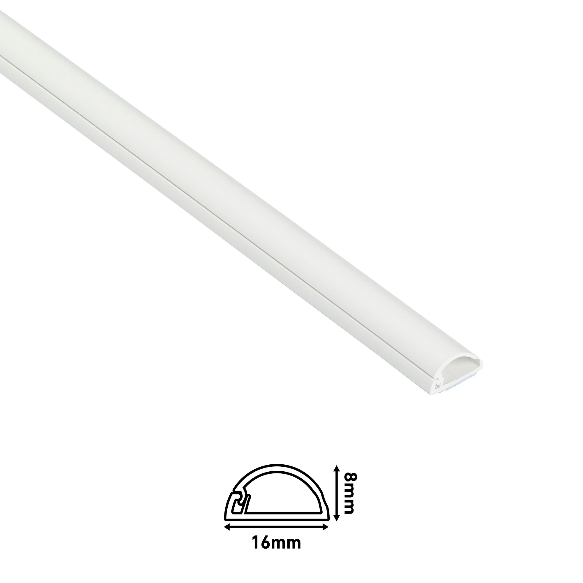 D-Line White Semi-circle Decorative trunking (H)8mm, Pack of 4