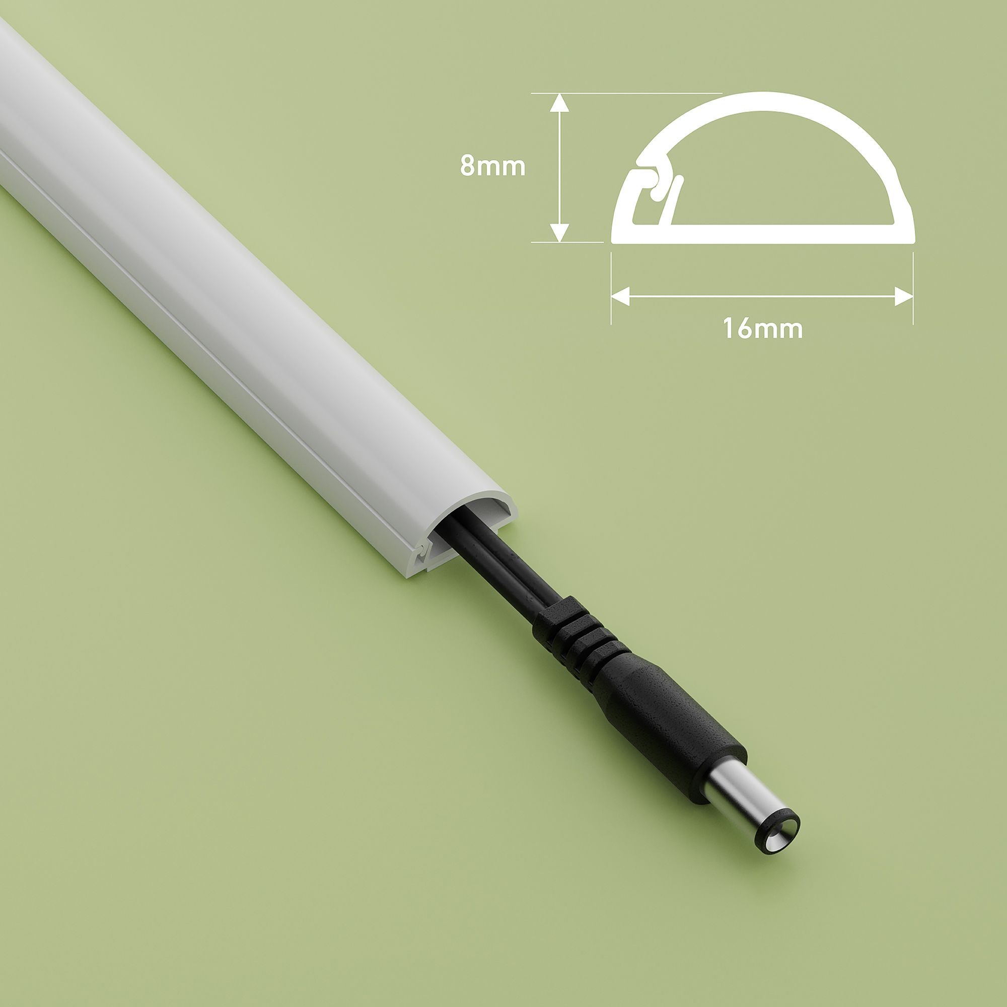 D-Line White Semi-circle Decorative trunking (H)8mm, Pack of 4