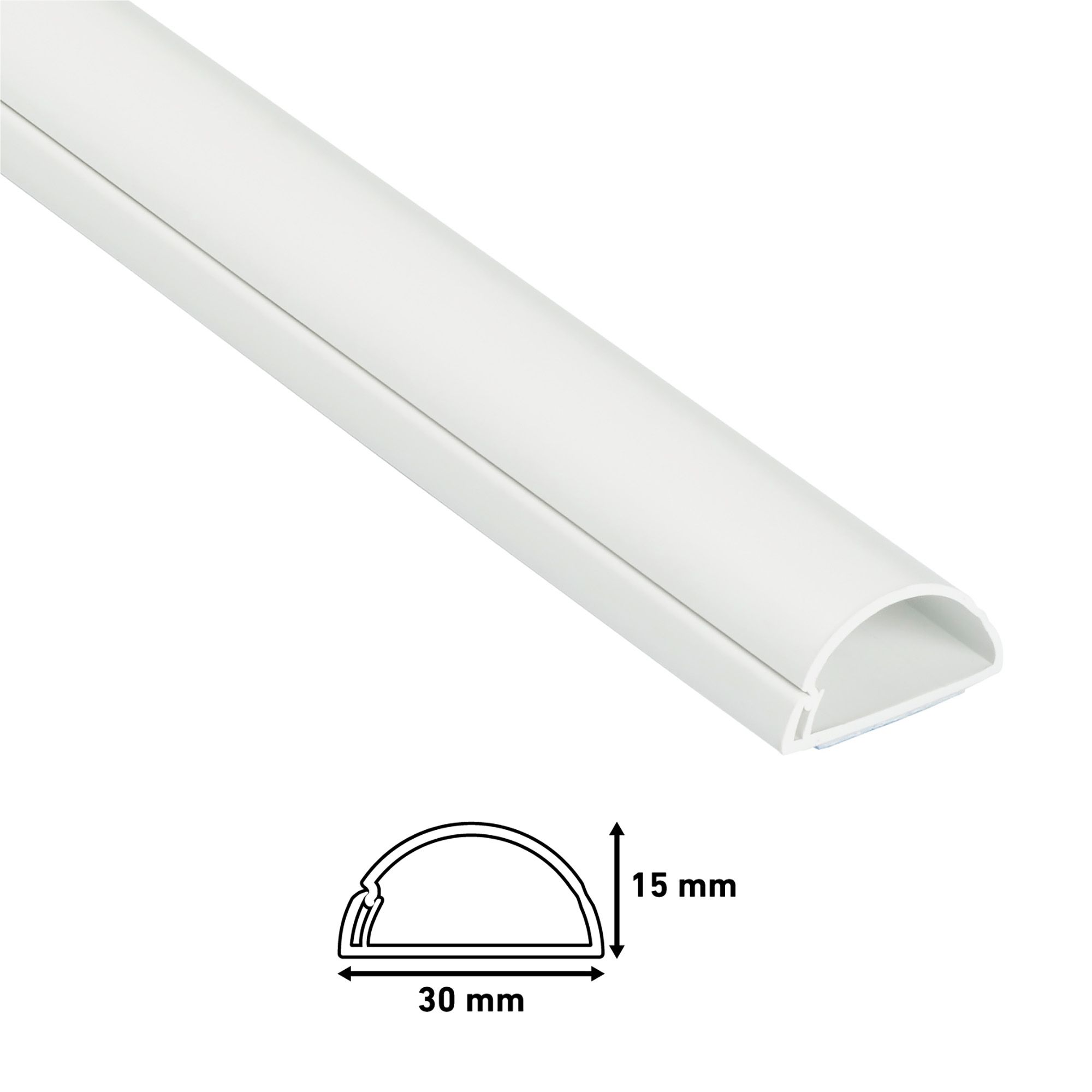 D-Line White Semi-circle Mini trunking, (W)30mm (L)1m (H)15mm