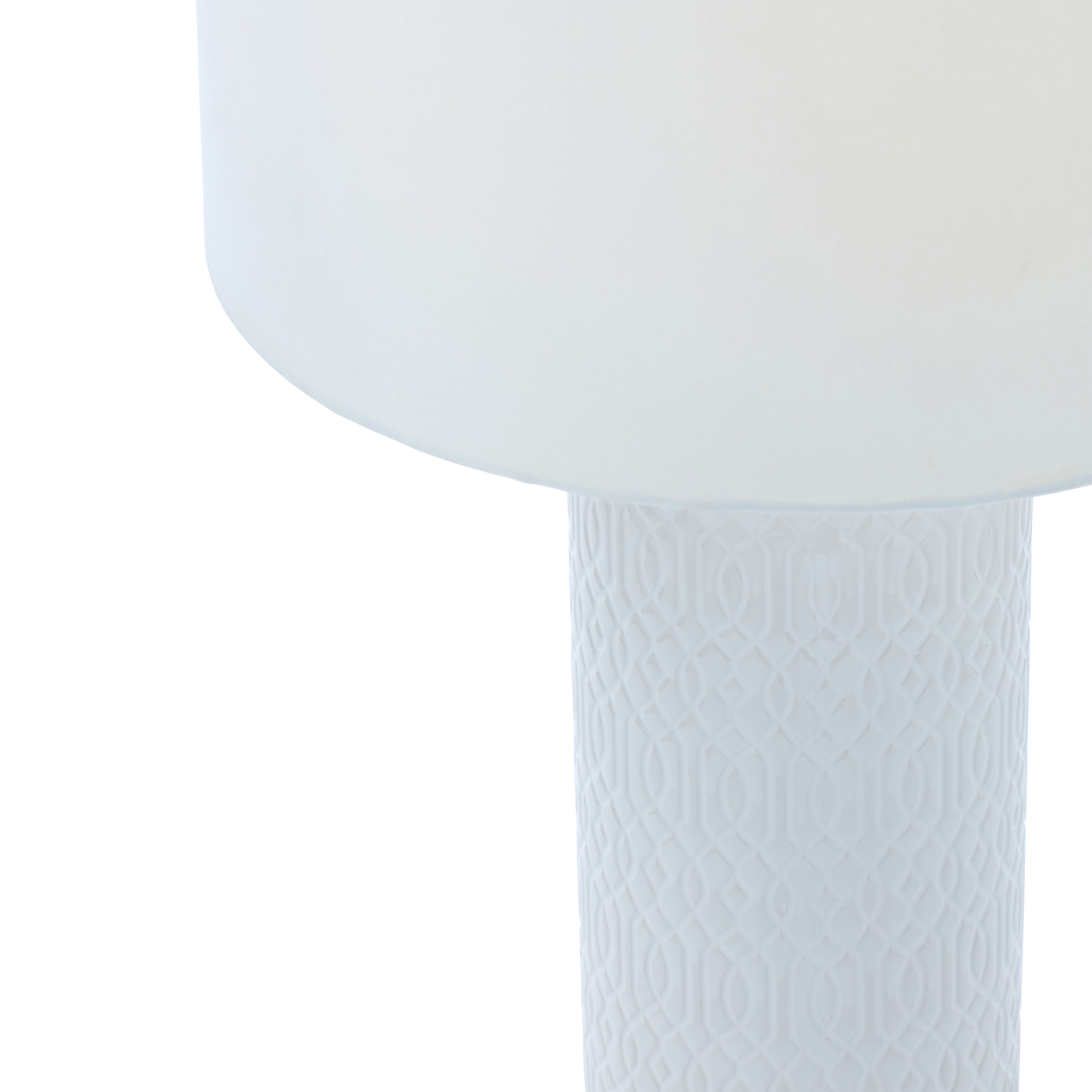 Dactyl Embossed ceramic Cylinder Matt White Table light