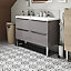 Dagenham Grey & white Matt Floral Porcelain Wall & floor Tile, Pack of 7, (L)450mm (W)450mm