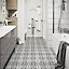 Dagenham Grey & white Matt Patterned Porcelain Wall & floor Tile Sample