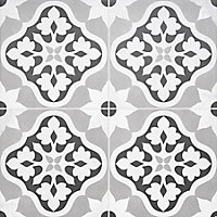 Dagenham Grey & white Matt Patterned Porcelain Wall & floor Tile Sample