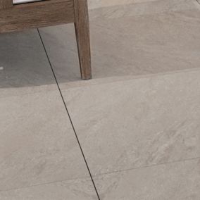 Dakota Beige Matt Stone effect Porcelain Outdoor Floor Tile, Pack of 2, (L)600mm (W)600mm