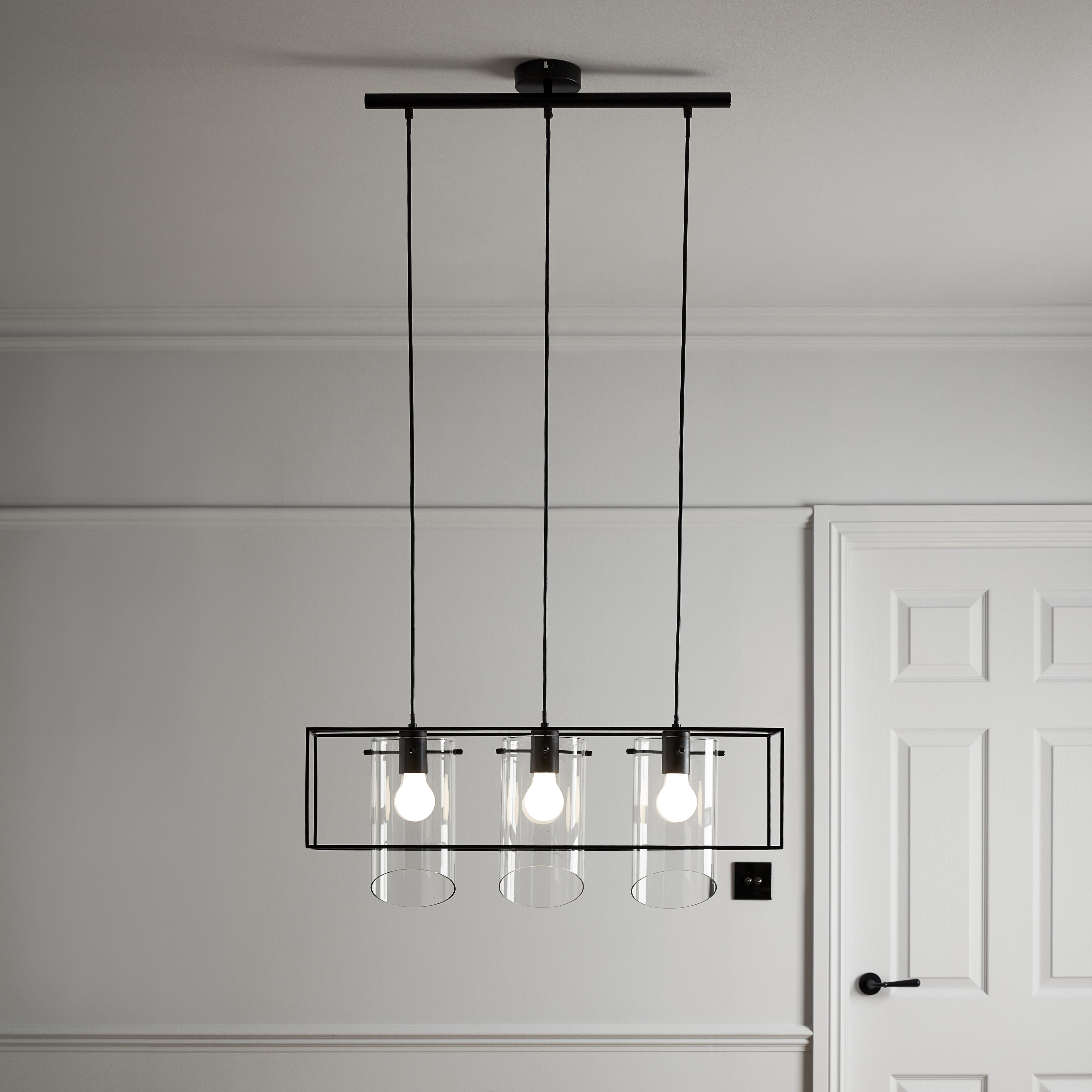 Daluiz Matt Black 3 Lamp Pendant Ceiling Light Diy At B Q