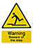 Danger beware of step Self-adhesive labels, (H)200mm (W)150mm