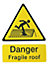 Danger fragile roof Self-adhesive labels, (H)200mm (W)150mm