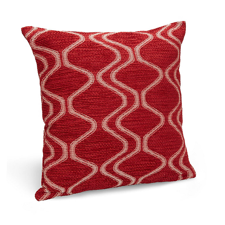 Darama Geometric swirl Cushion, Red | DIY at B&Q