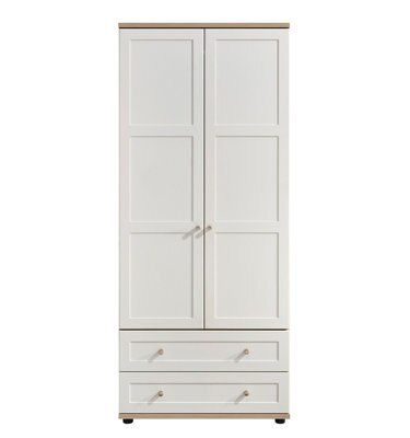 Darcey White oak effect 2 Drawer Double Wardrobe (H)1880mm (W)800mm (D)520mm
