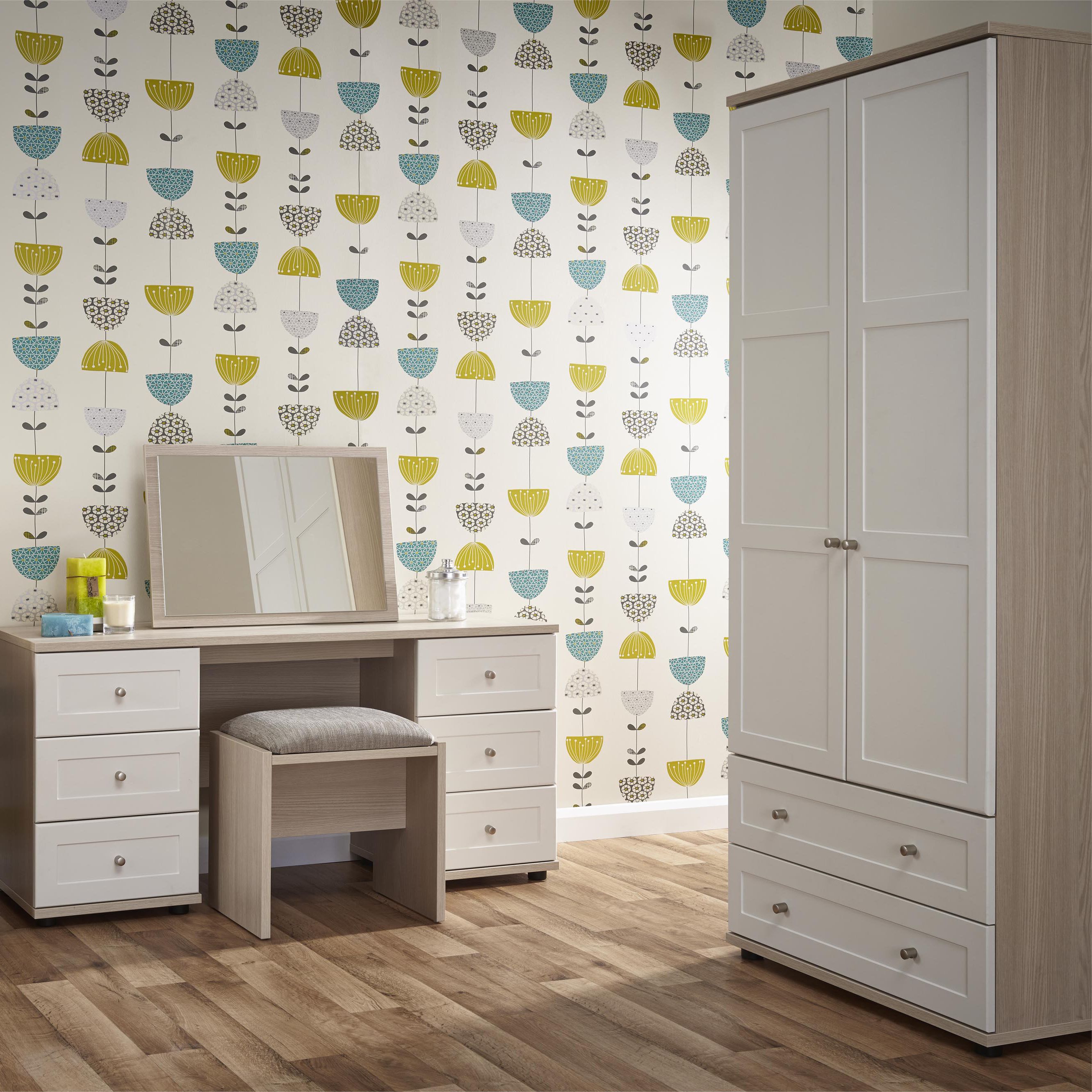 Darcey White oak effect 3 Drawer Dressing table (H)660mm (W)1000mm (D)420mm