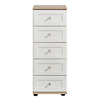 Darcey White oak effect 5 Drawer Chest of drawers (H)1050mm (W)400mm (D)420mm